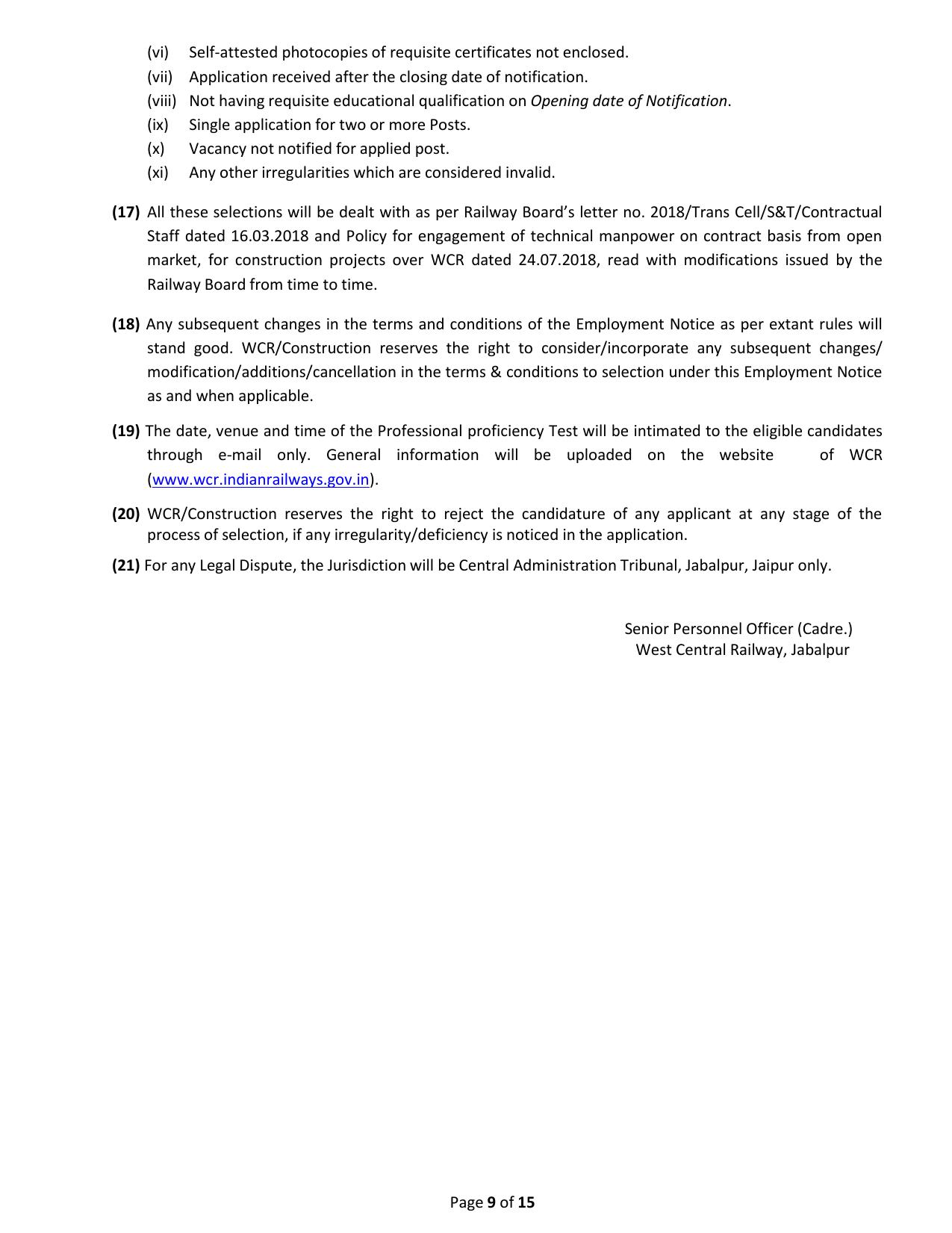 West Central Railway (WCR) Technical Supervisor Recruitment 2023 - Page 4