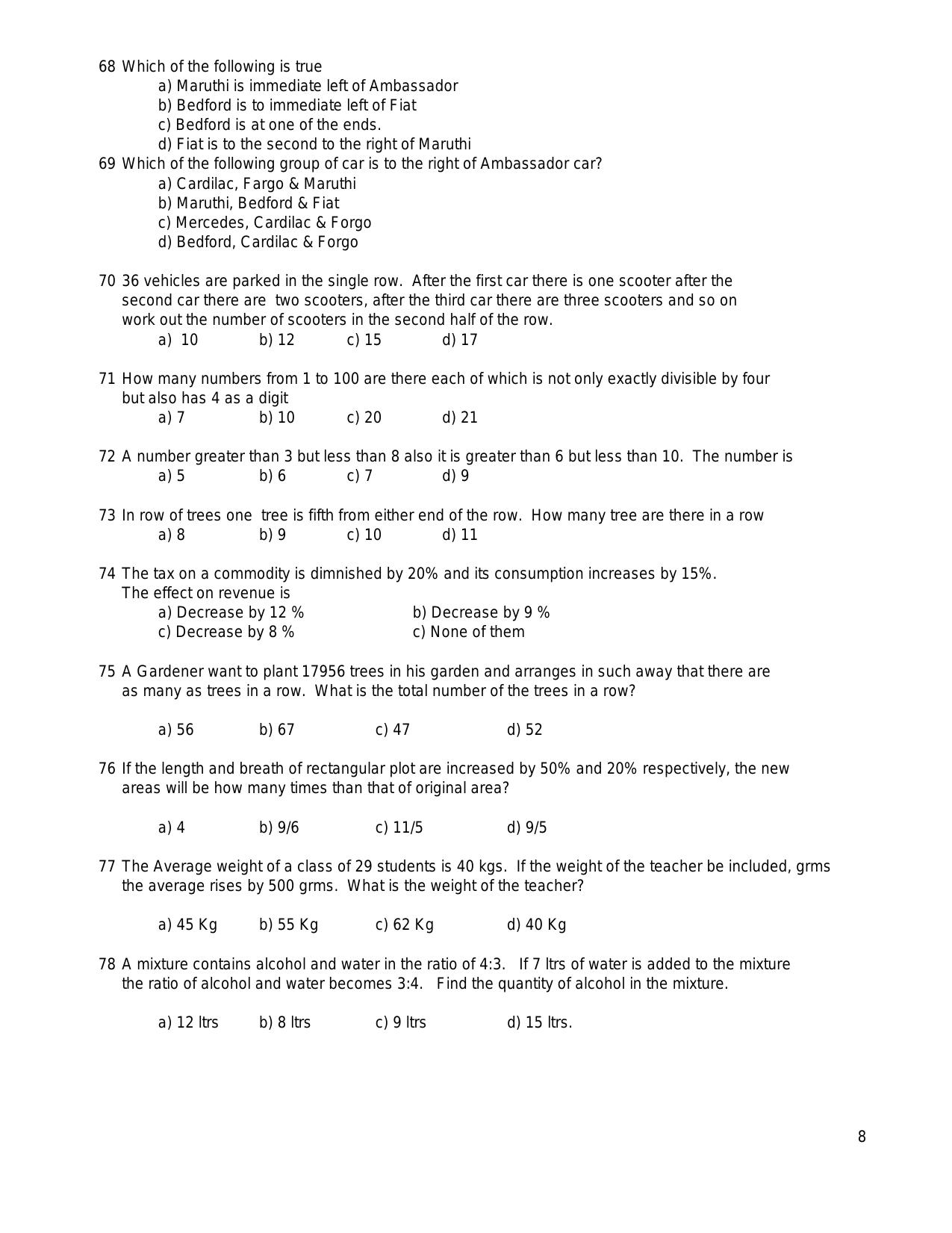 SEBI Officer Quantitative Aptitude Sample Paper - Page 8