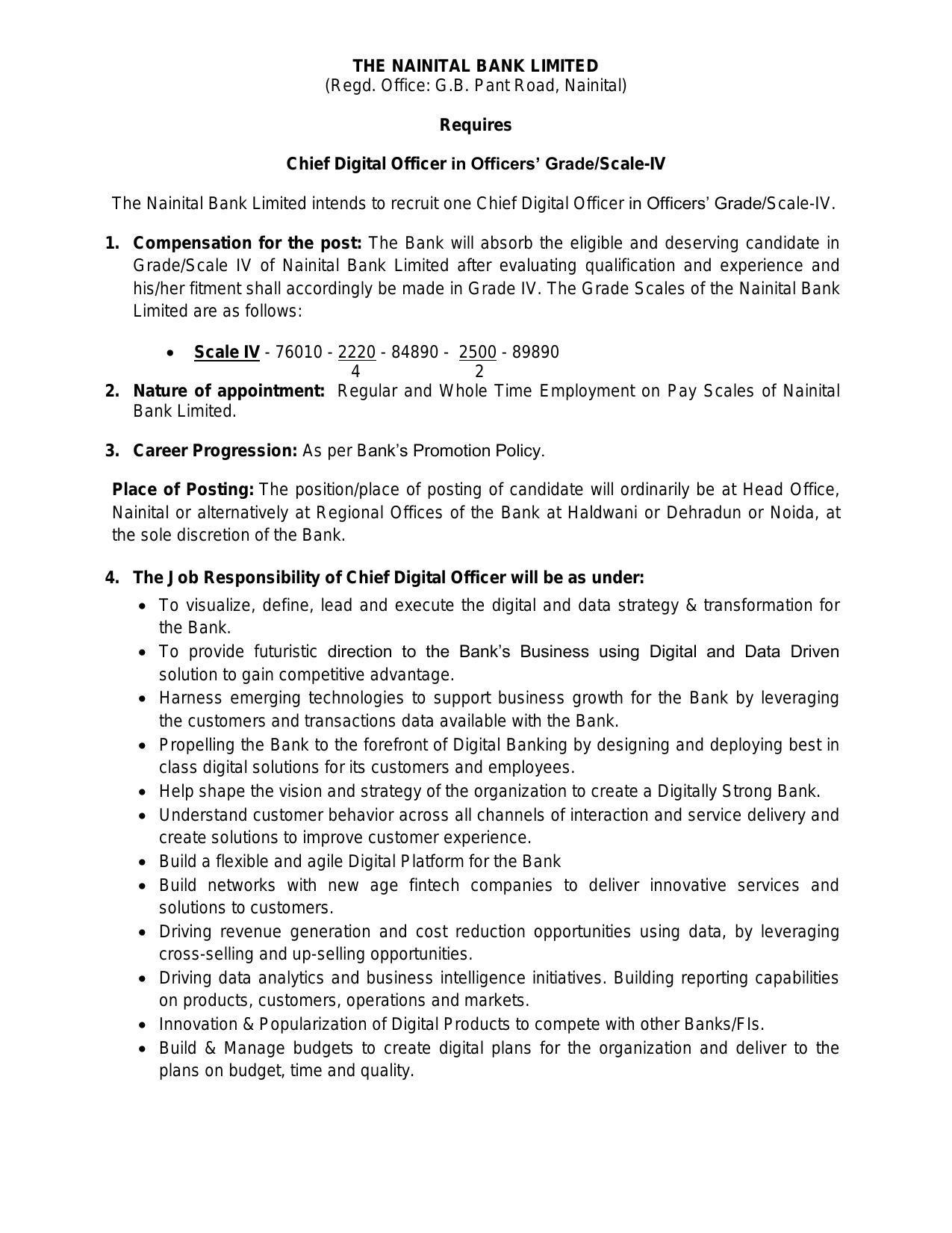 Nainital Bank Invites Application for Chief Digital Officer Recruitment 2022 - Page 3