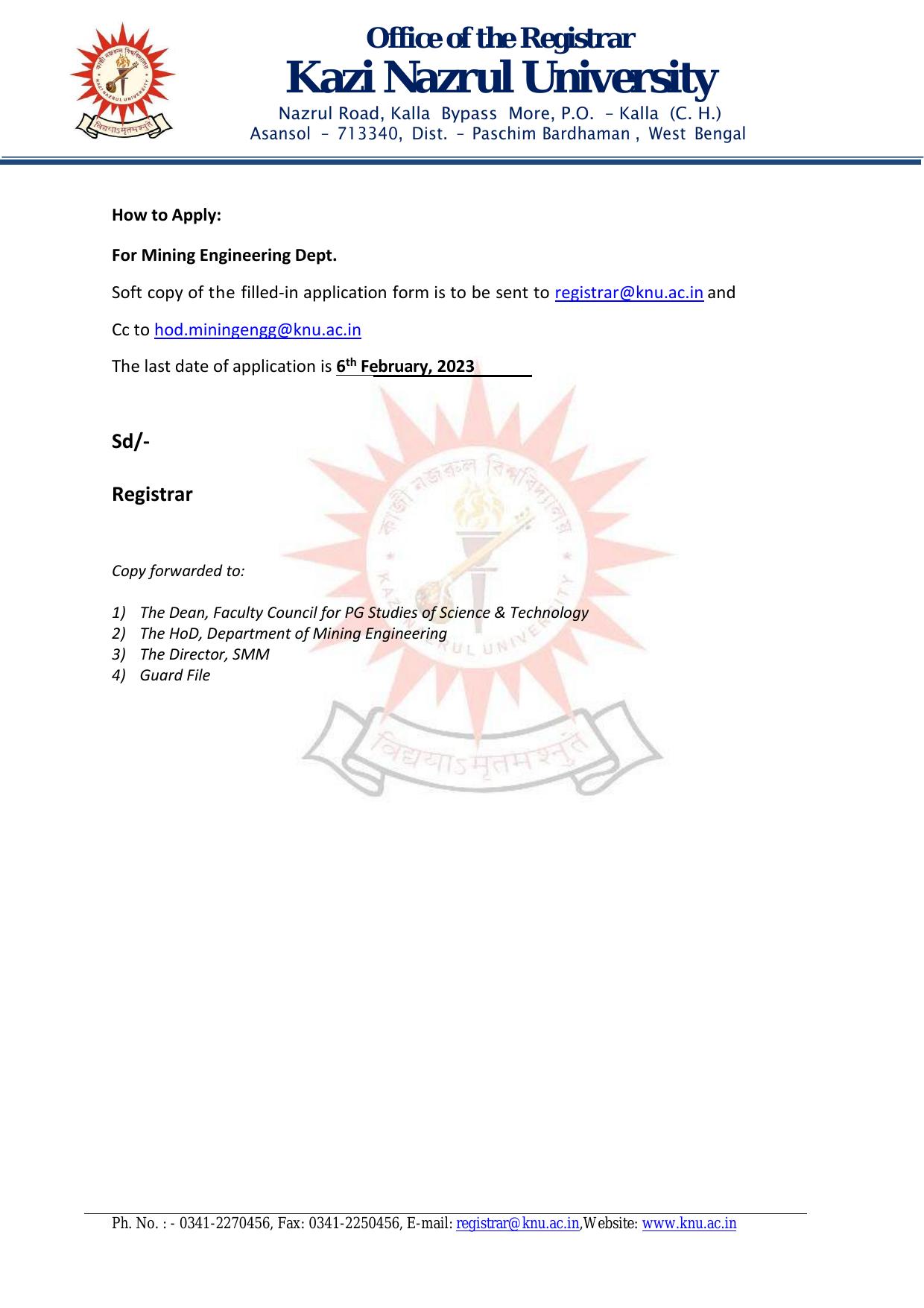 Kazi Nazrul University Invites Application for Guest Faculty Recruitment 2023 - Page 1