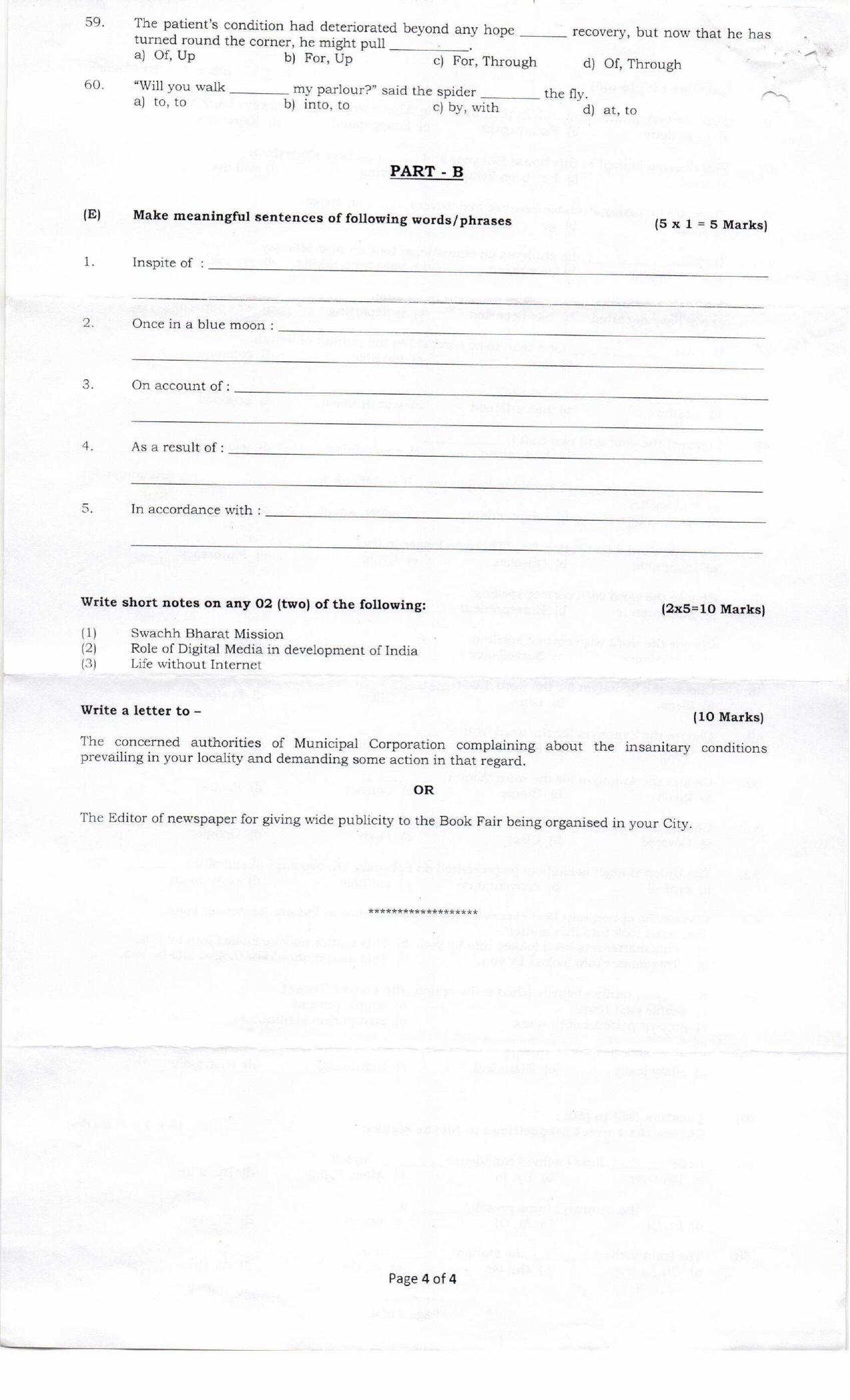Question Paper of Office Assistant Gr. III (Advertisement No. 4/2018) - Page 4