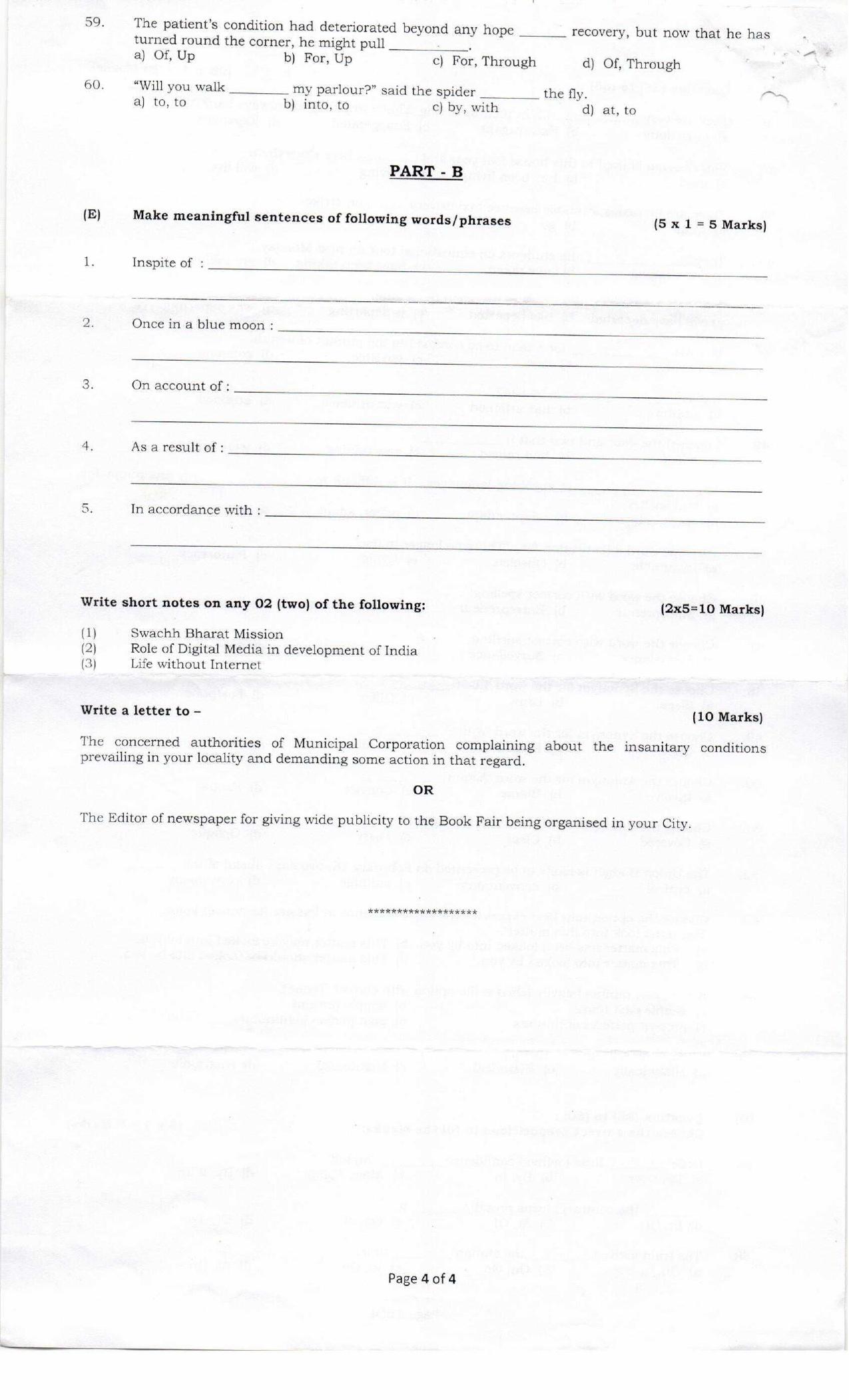 Question Paper of Office Assistant Gr. III (Advertisement No. 4/2018) - Page 4