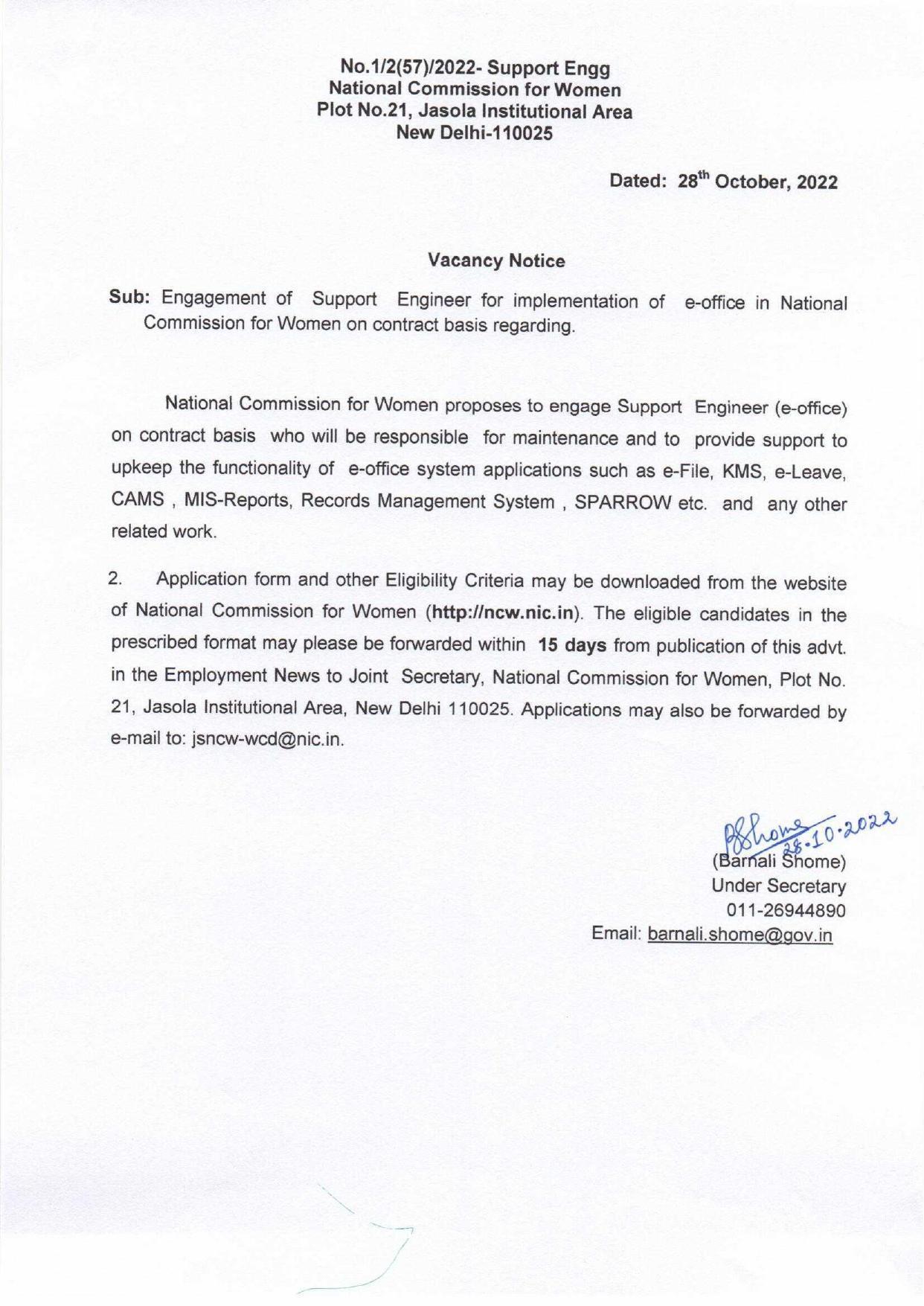 National Commission for Women Invites Application for Support Engineer Recruitment 2022 - Page 3