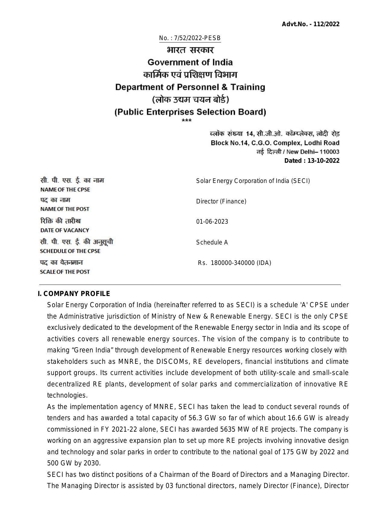 Solar Energy Corporation of India (SECI) Invites Application for Director Recruitment 2022 - Page 3