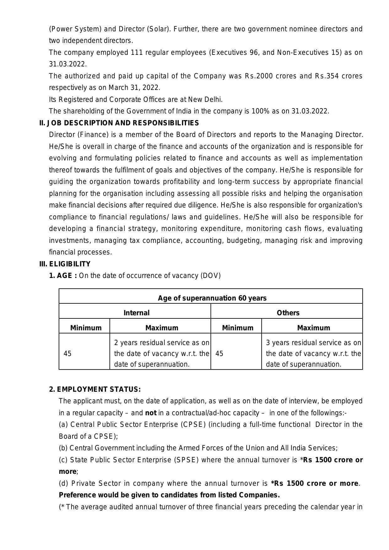 Solar Energy Corporation of India (SECI) Invites Application for Director Recruitment 2022 - Page 1