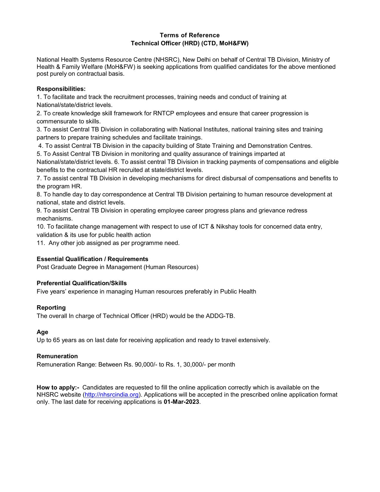 National Health Systems Resource Centre (NHSRC) Invites Application for Technical Officer Recruitment 2023 - Page 3