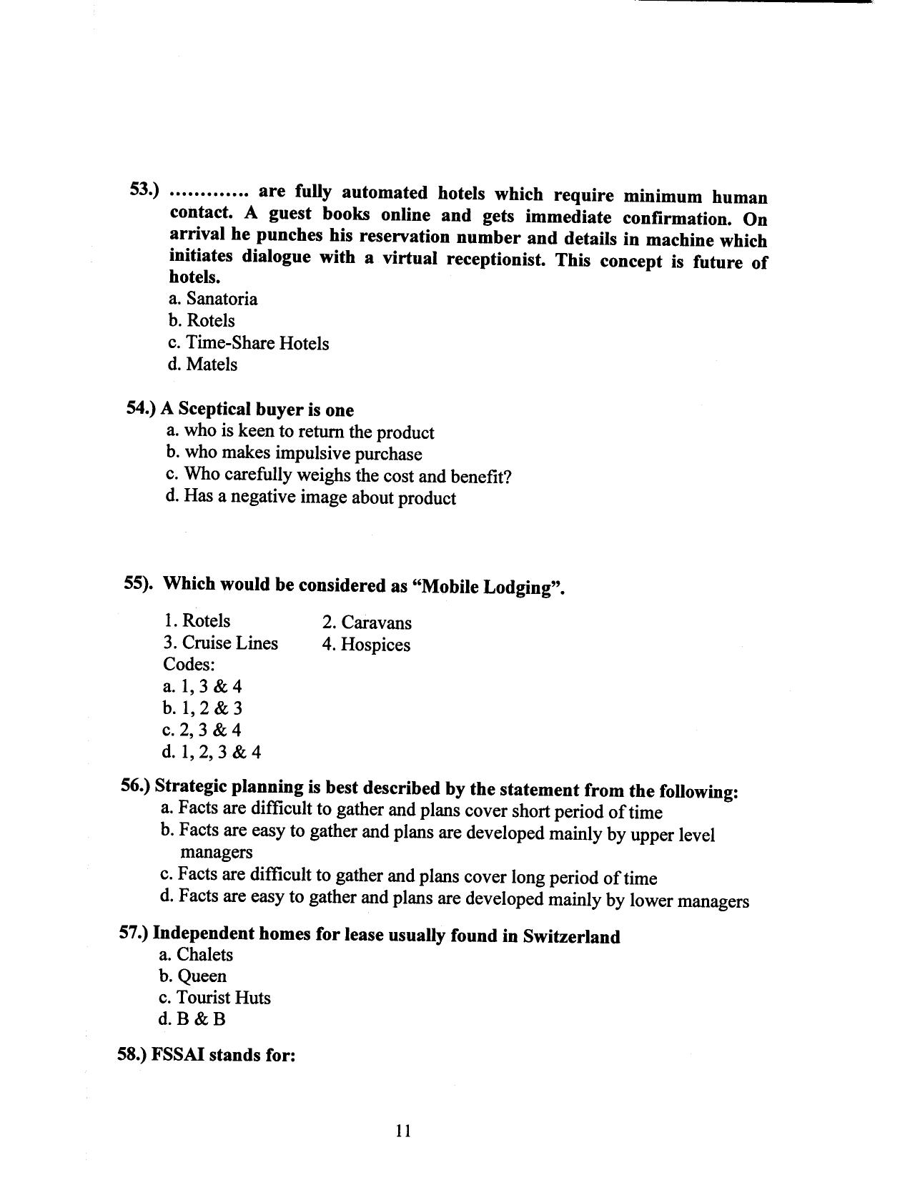 Hospitality Question Papers PDF Download – SPSC MPHW - Page 12