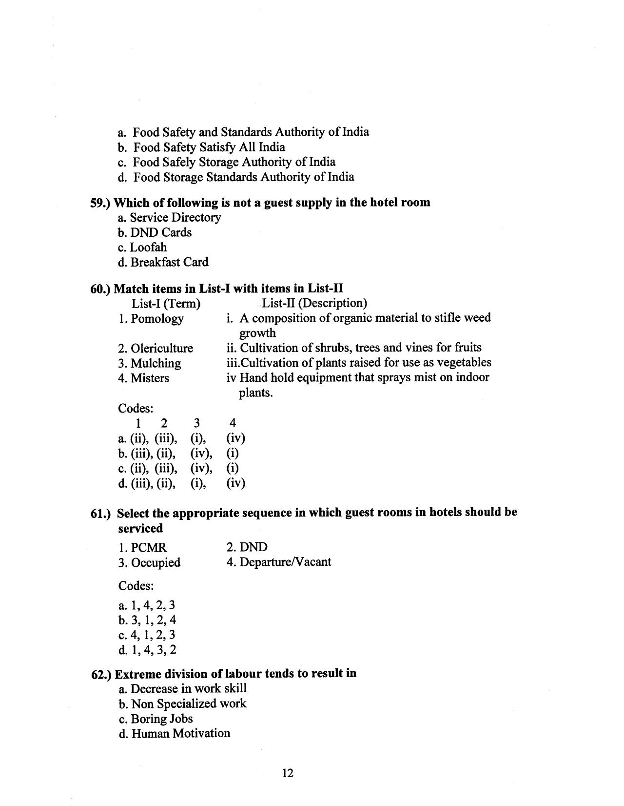 Hospitality Question Papers PDF Download – SPSC MPHW - Page 13