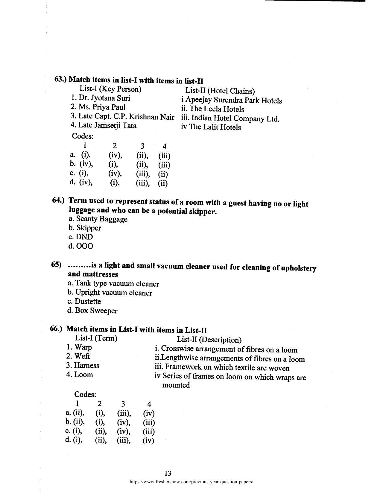 Hospitality Question Papers PDF Download – SPSC MPHW - Page 14