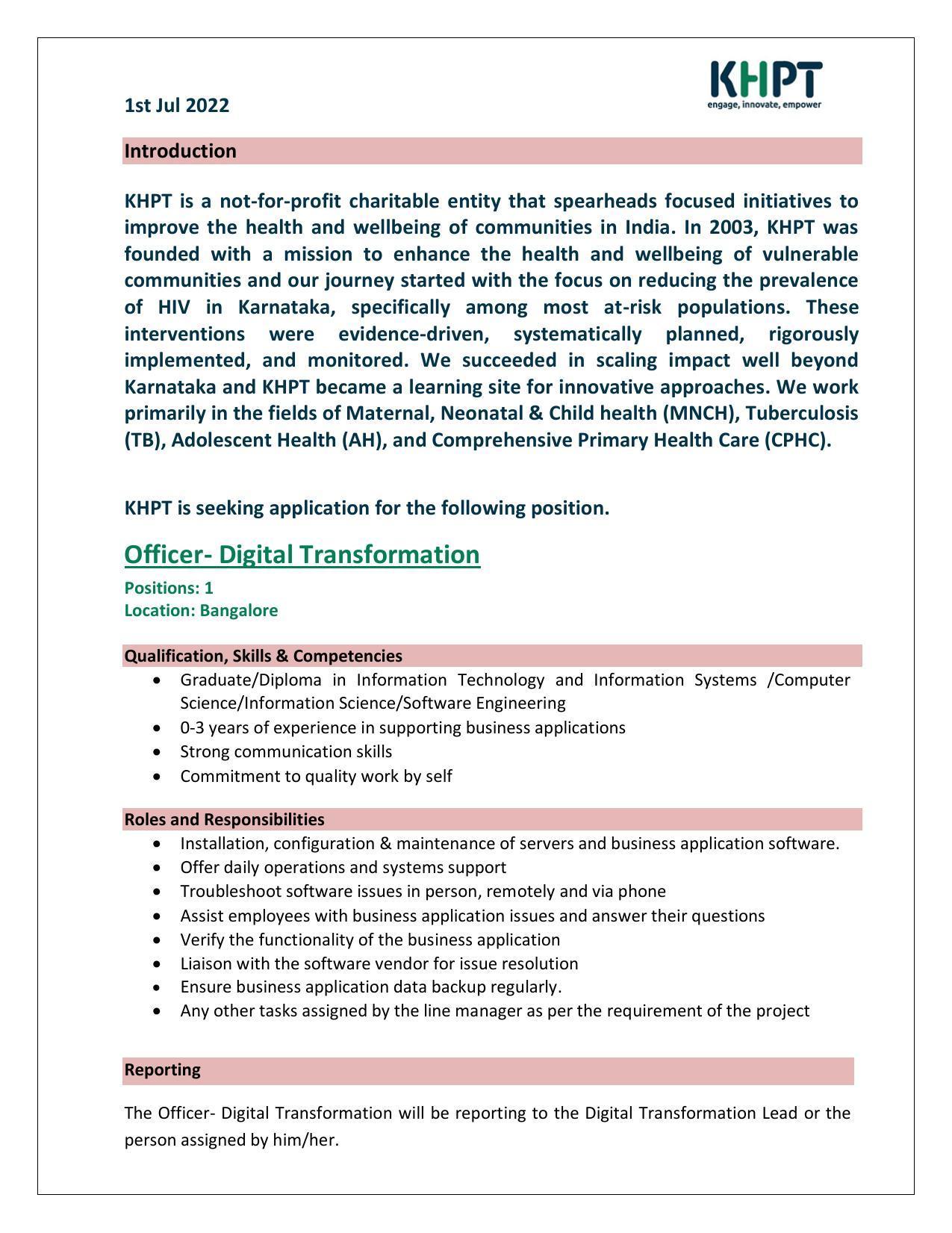 Karnataka Health Promotion Trust (KHPT) Invites Application for Officer Recruitment 2022 - Page 2