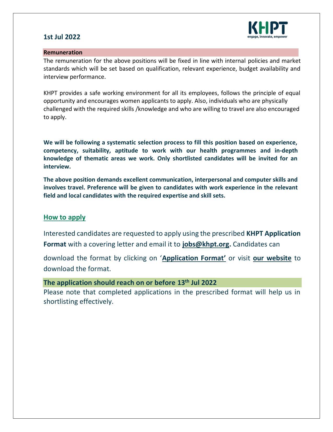 Karnataka Health Promotion Trust (KHPT) Invites Application for Officer Recruitment 2022 - Page 1