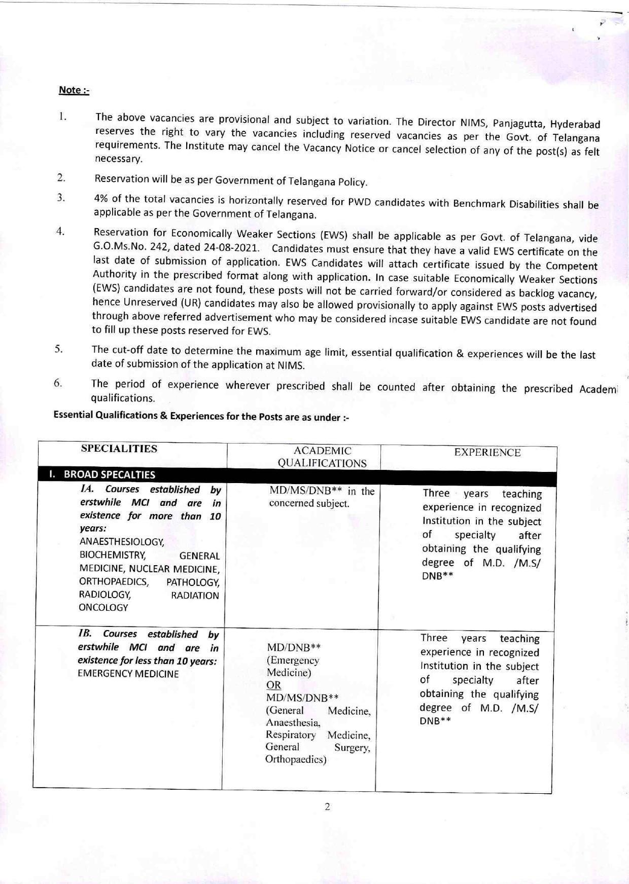 Nizams Institute of Medical Sciences (NIMS) Invites Application for 46 Assistant Professor Recruitment 2022 - Page 3