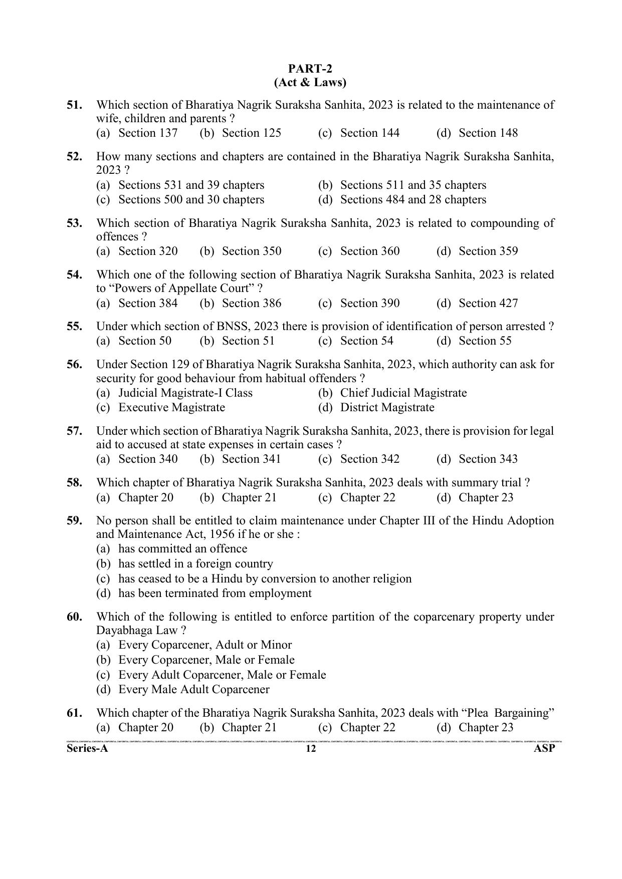 Uttarakhand Judicial Service Civil Judge (Junior Division) Exam-2023 Pre Examination  - Page 12