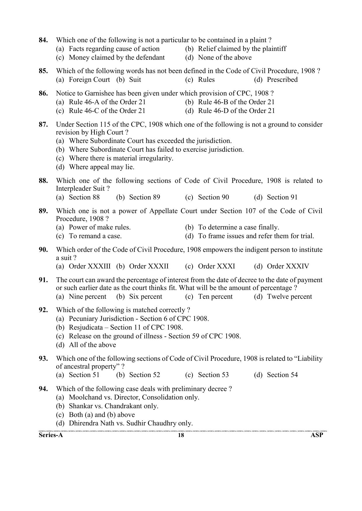 Uttarakhand Judicial Service Civil Judge (Junior Division) Exam-2023 Pre Examination  - Page 18