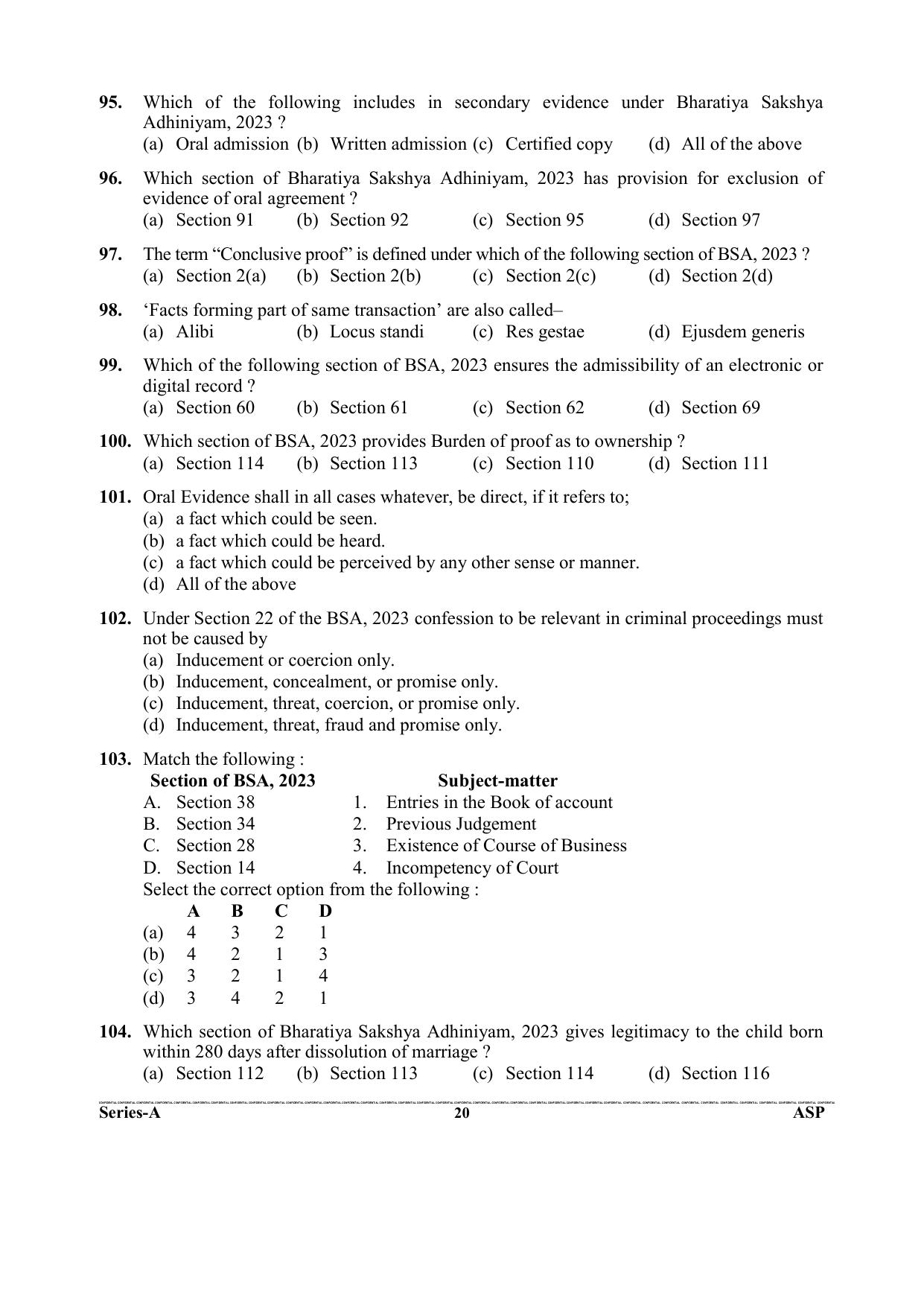 Uttarakhand Judicial Service Civil Judge (Junior Division) Exam-2023 Pre Examination  - Page 20
