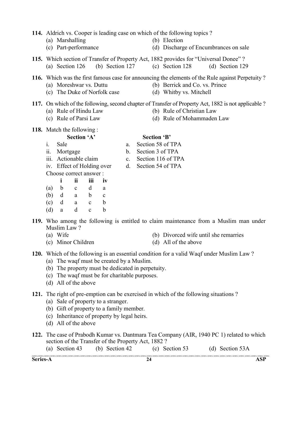 Uttarakhand Judicial Service Civil Judge (Junior Division) Exam-2023 Pre Examination  - Page 24