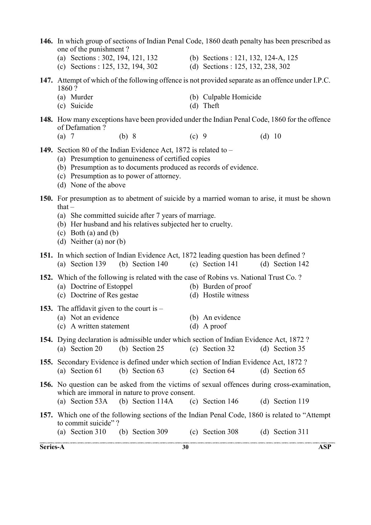 Uttarakhand Judicial Service Civil Judge (Junior Division) Exam-2023 Pre Examination  - Page 30