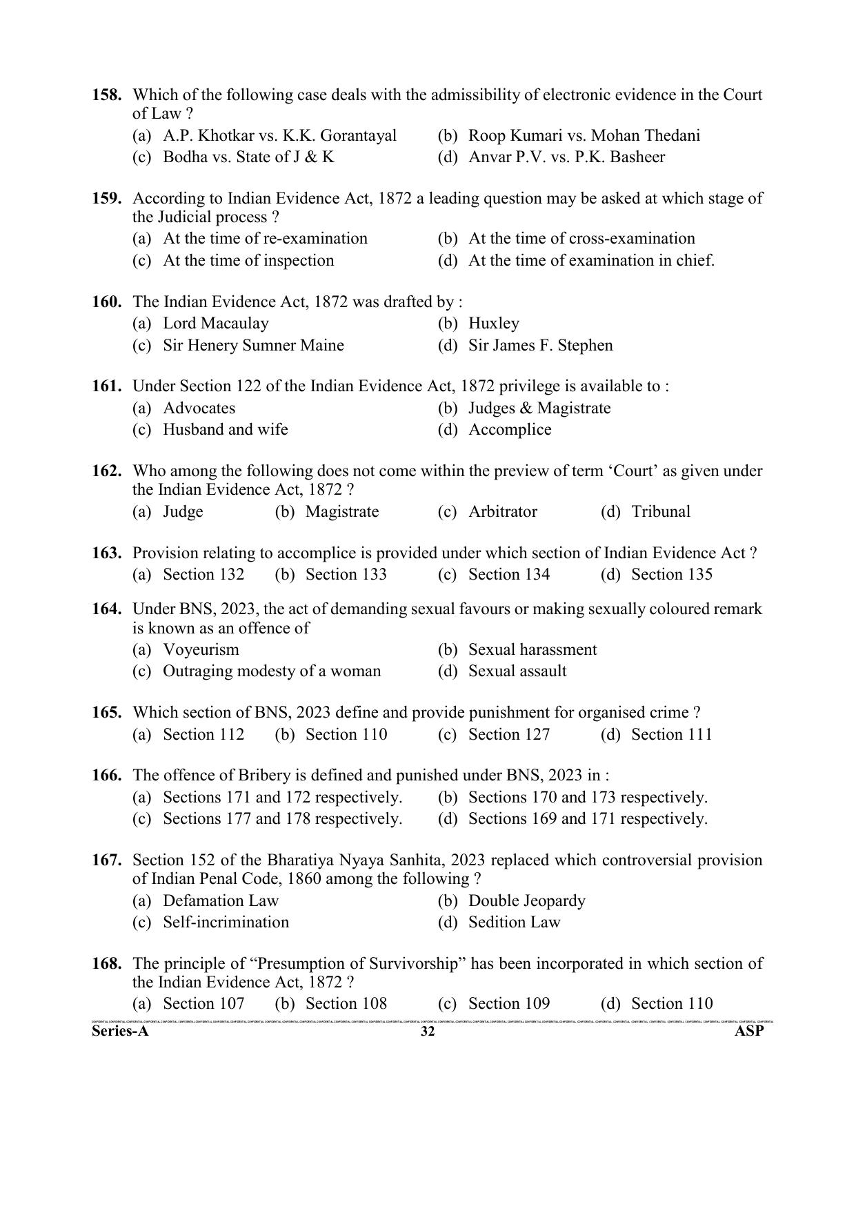 Uttarakhand Judicial Service Civil Judge (Junior Division) Exam-2023 Pre Examination  - Page 32
