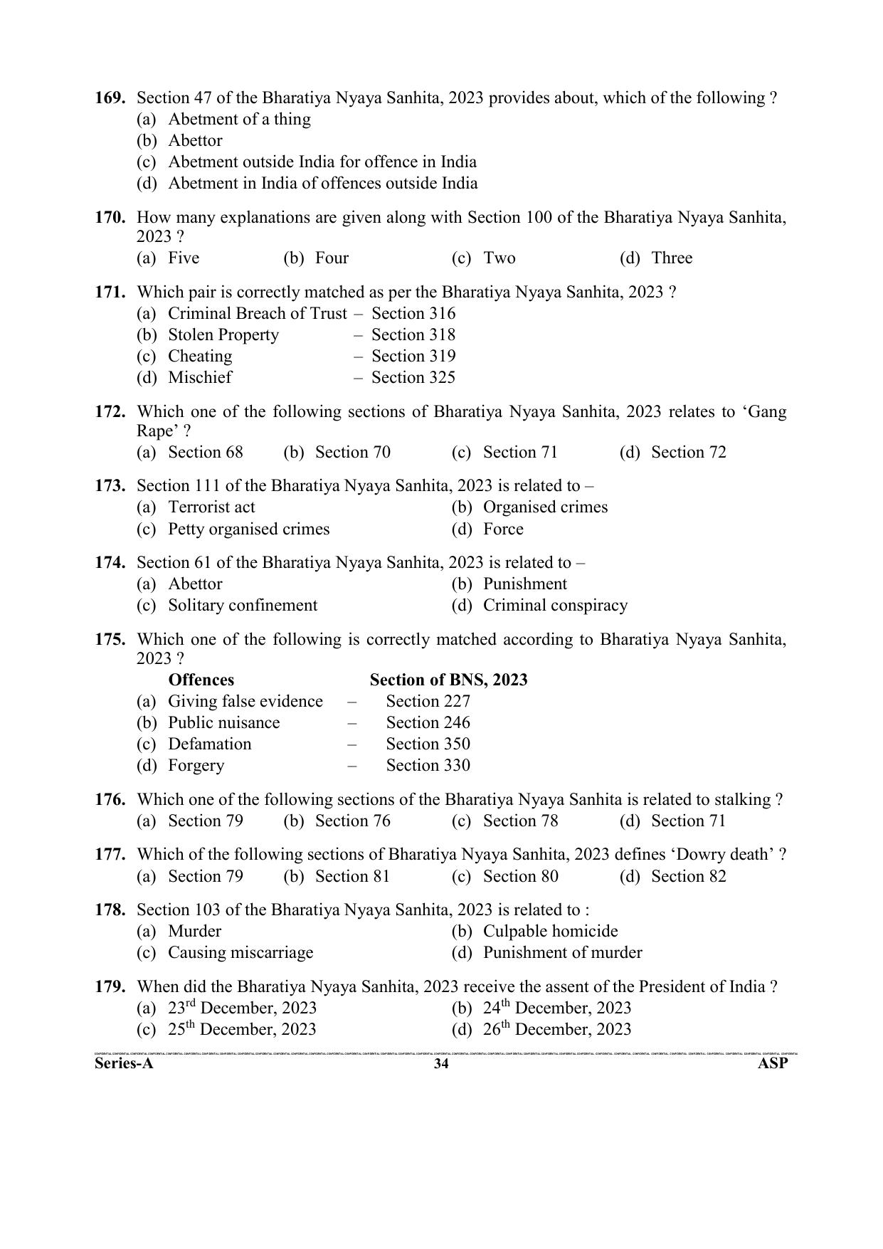 Uttarakhand Judicial Service Civil Judge (Junior Division) Exam-2023 Pre Examination  - Page 34