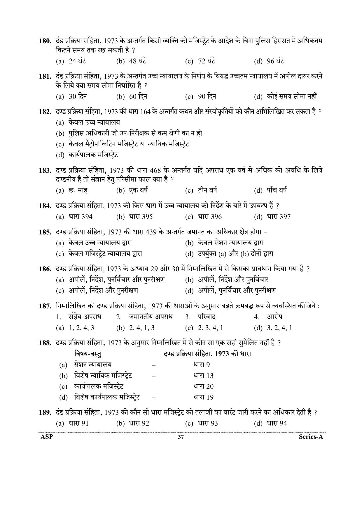 Uttarakhand Judicial Service Civil Judge (Junior Division) Exam-2023 Pre Examination  - Page 37
