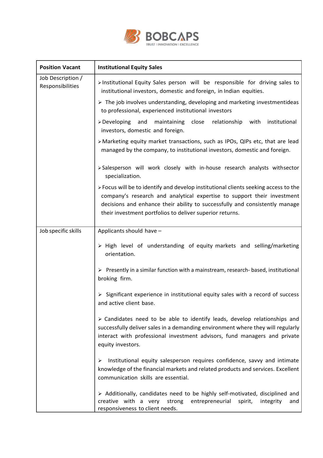 BOB Capital Markets Invites Application for Institutional Equity Sales Recruitment 2022 - Page 2