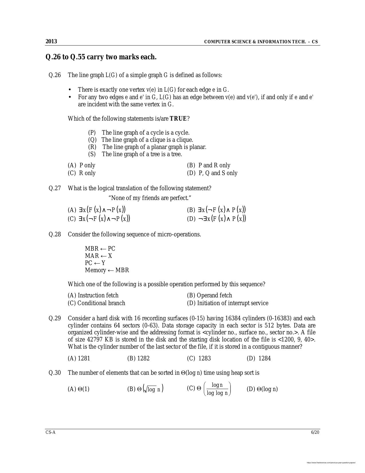 CSPHCL JE Computer Science Previous Question Paper - Page 6
