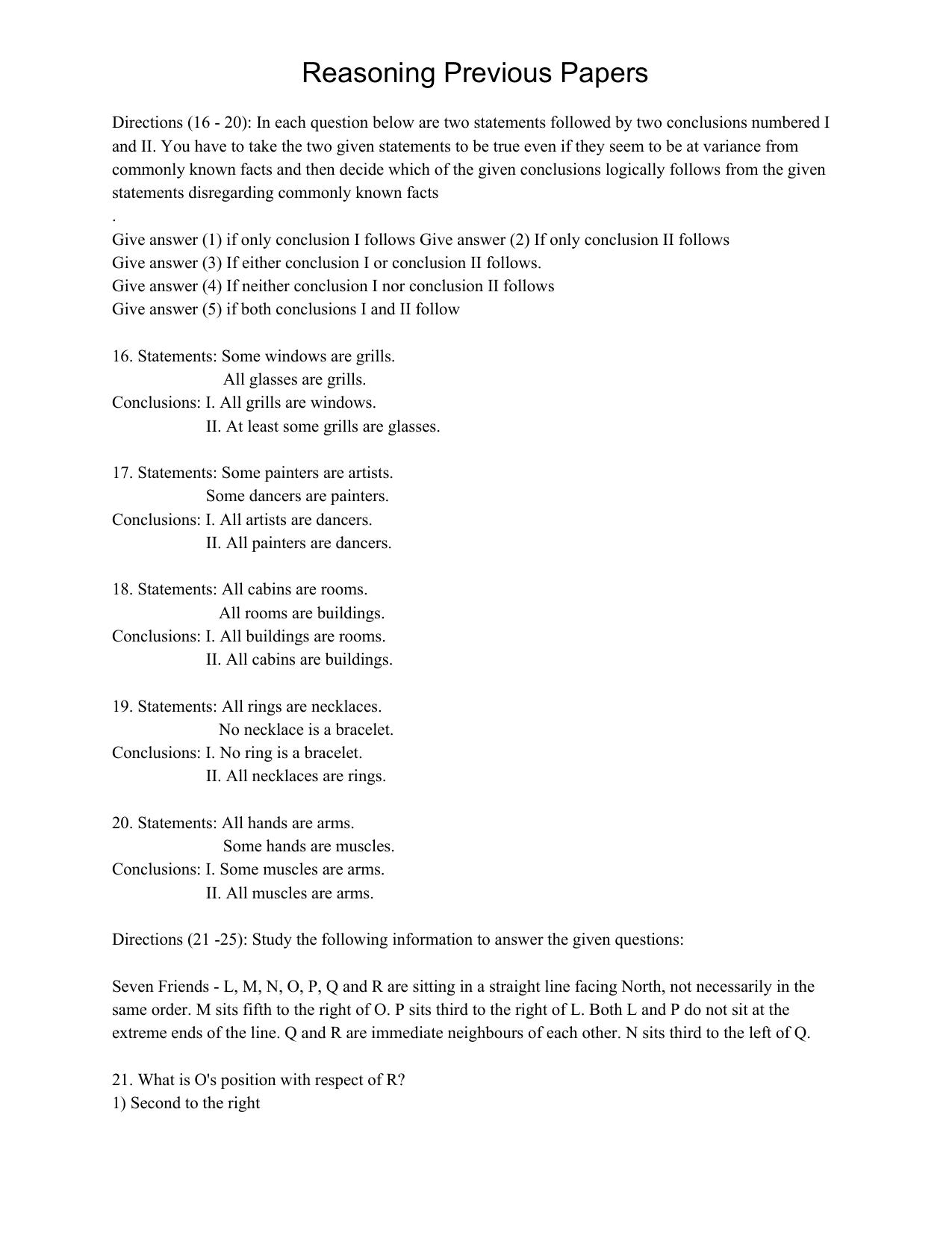 SEBI Assistant Manager Reasoning Previous Question Paper - Page 4