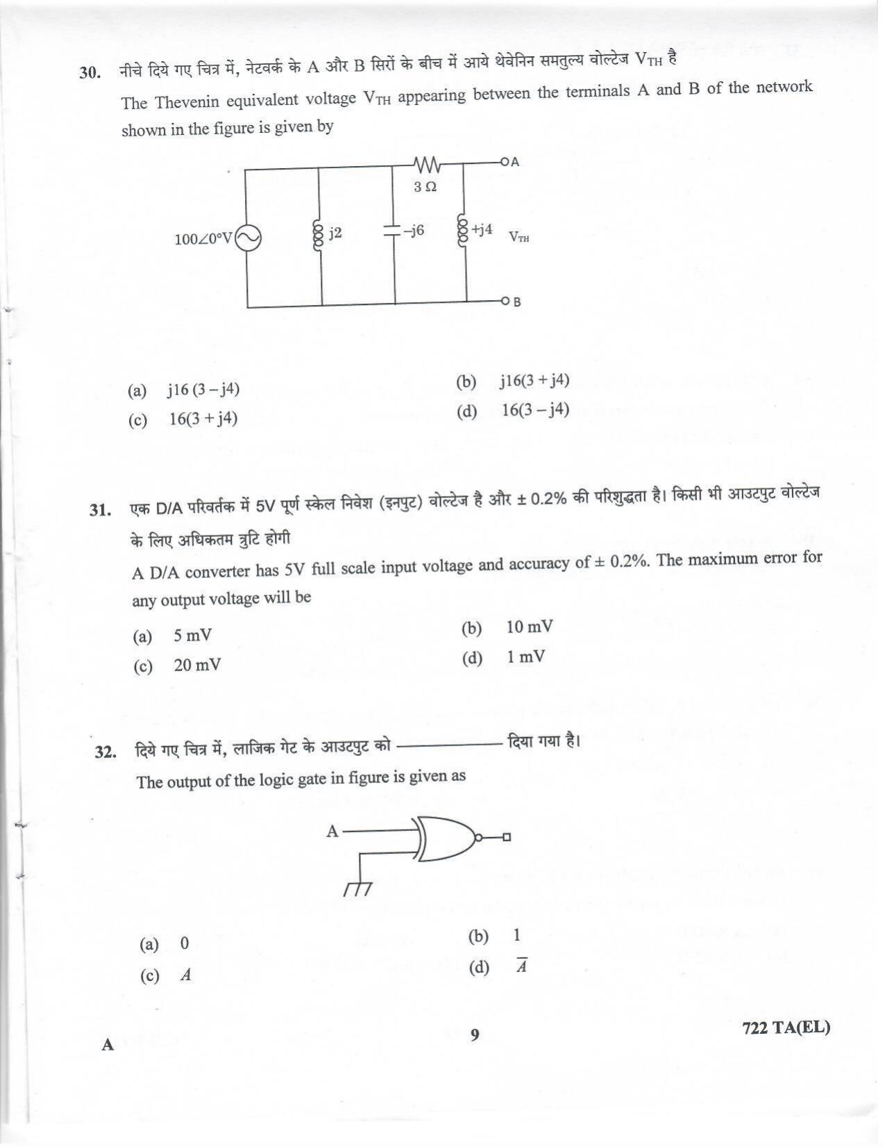 LPSC Technical Assistant (Electronics) 2020 Question Paper - Page 8