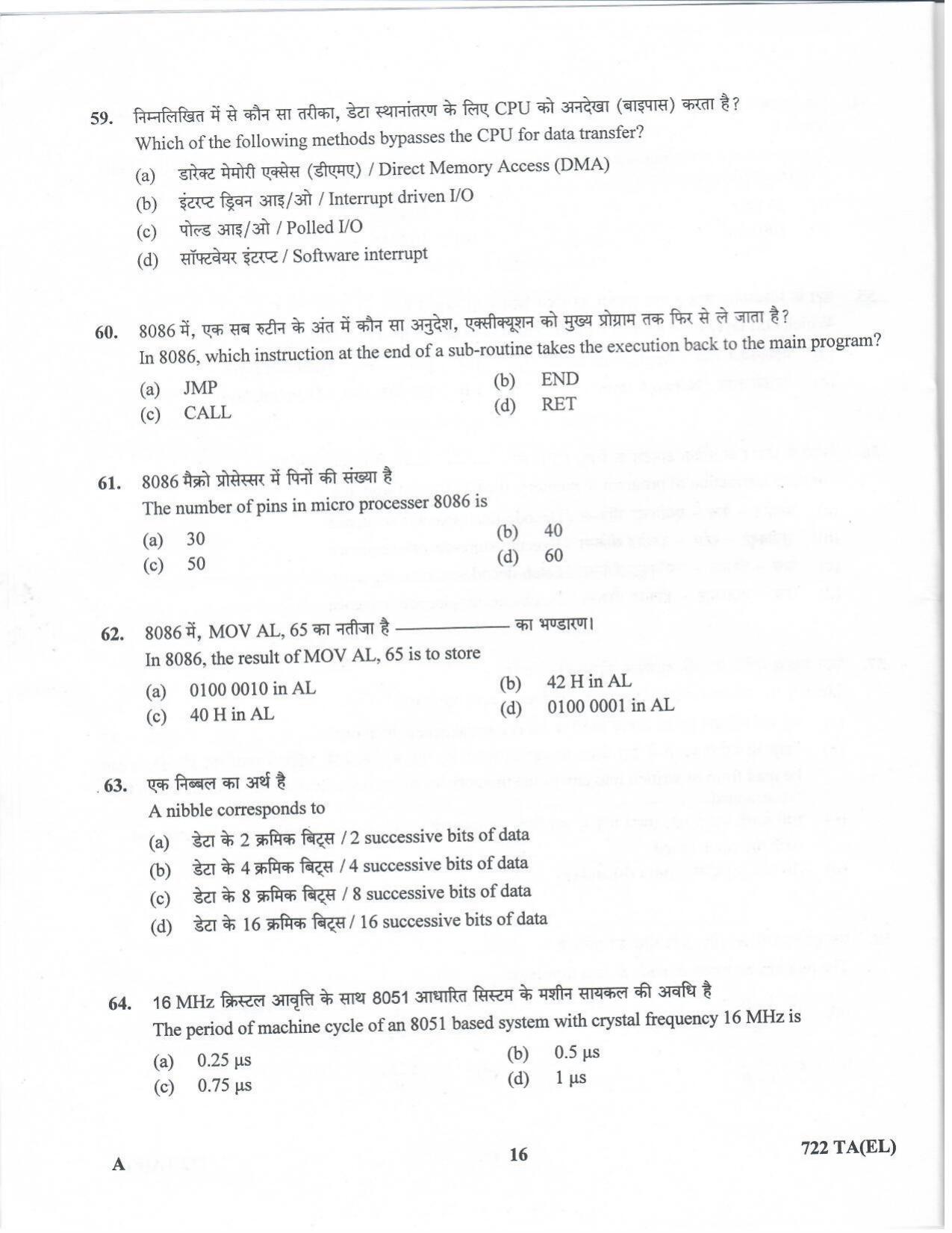 LPSC Technical Assistant (Electronics) 2020 Question Paper - Page 15