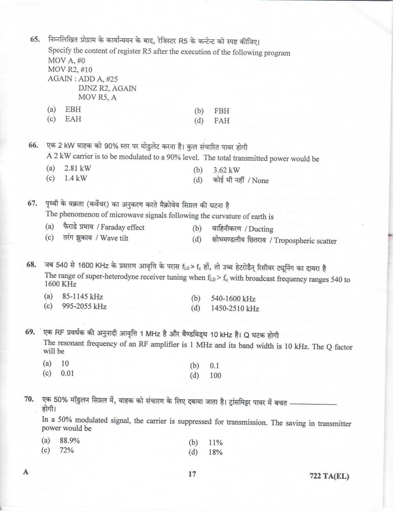 LPSC Technical Assistant (Electronics) 2020 Question Paper - Page 16