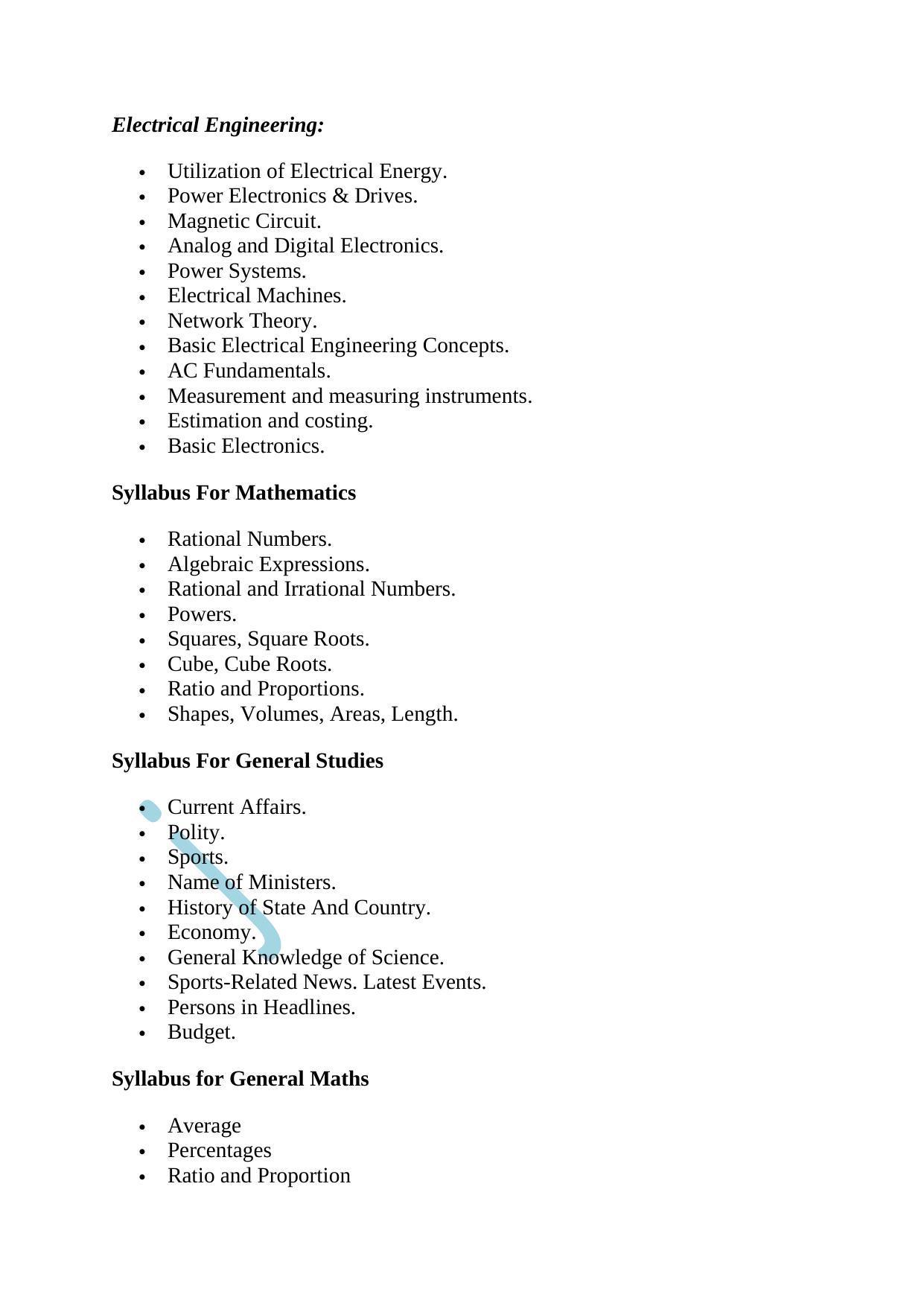 MCGM Secondary Engineer Syllabus - Page 1