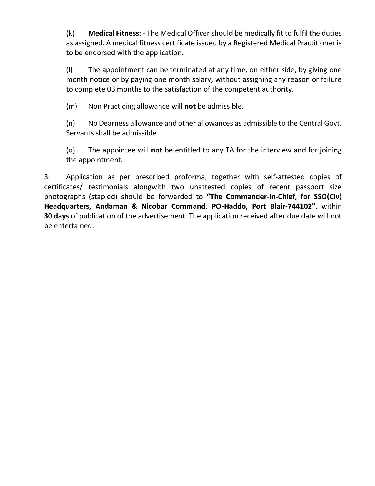 Andaman and Nicobar Command Invites Application for Civilian Medical Officer Recruitment 2023 - Page 1