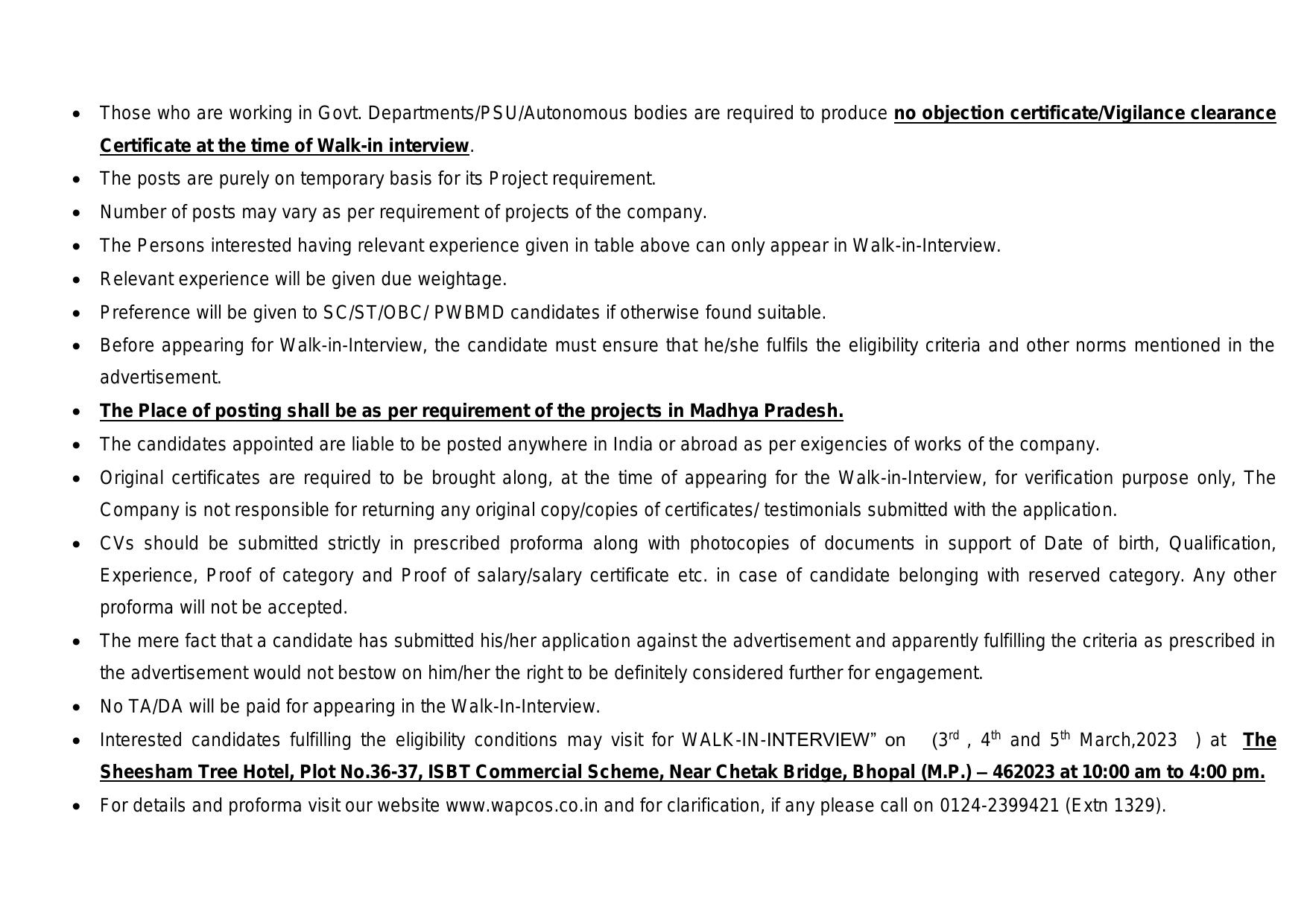 Wapcos Limited Invites Application for 400 Contract Engineer Recruitment 2023 - Page 1