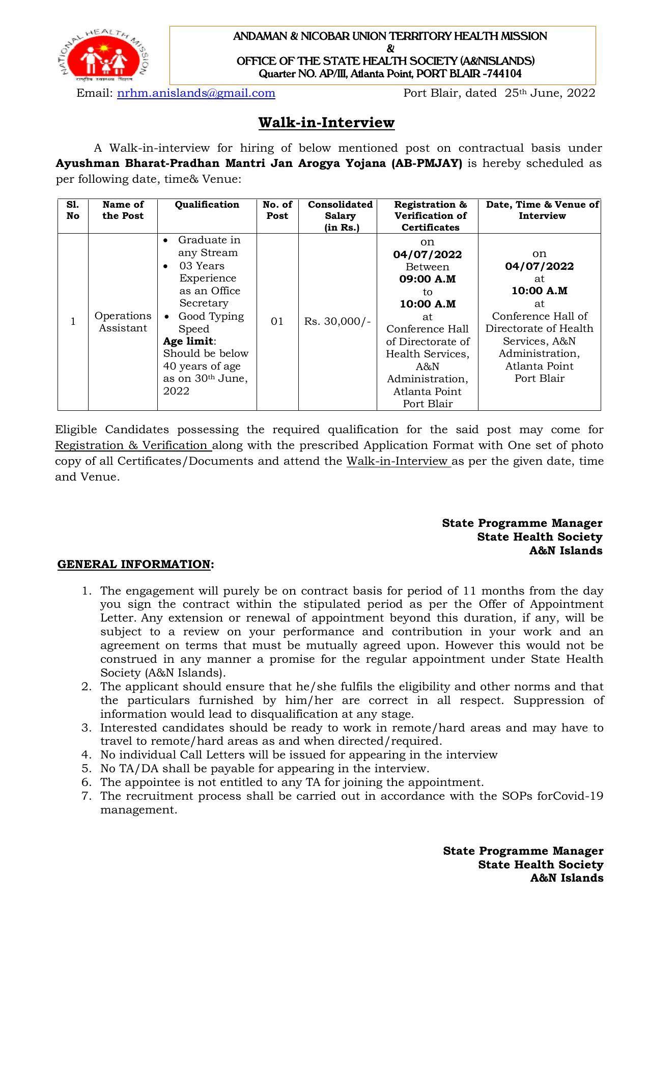 Andaman & Nicobar Administration Invites Application for Operations Assistant Recruitment 2022 - Page 2
