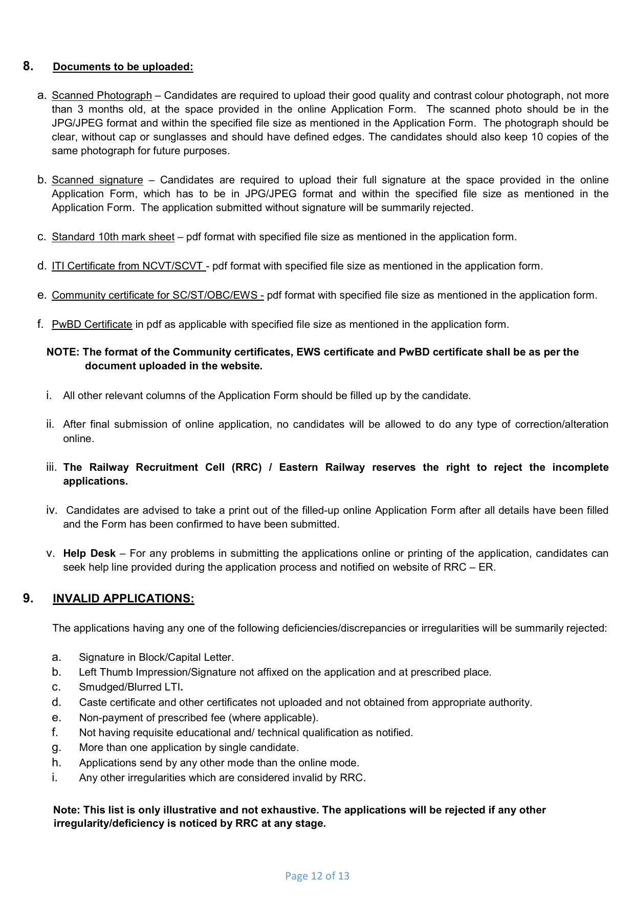 Eastern Railway (ER) Invites Application for 3115 Apprentices Recruitment 2023 - Page 12