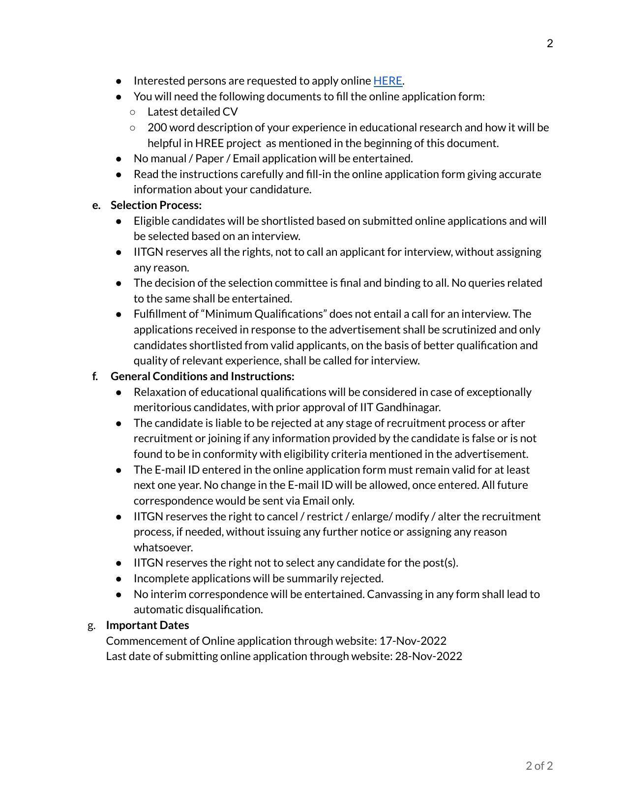 IIT Gandhinagar Invites Application for Project Assistant Or Associate Or Junior Research Fellow (JRF) Or Senior Research Fellow (SRF) Recruitment 2022 - Page 1