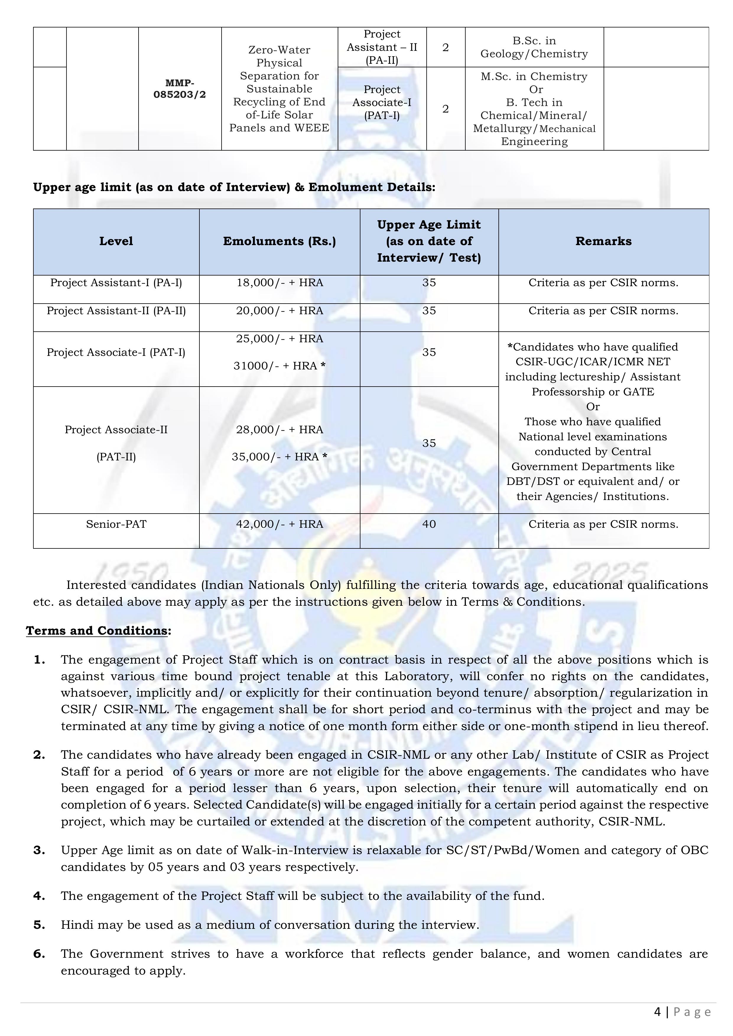 CSIR-NML Madras Centre Recruitment 2026 - Walk-in Interview for 34 Project Staff, Salary up to Rs. 42,000/- - Page 4
