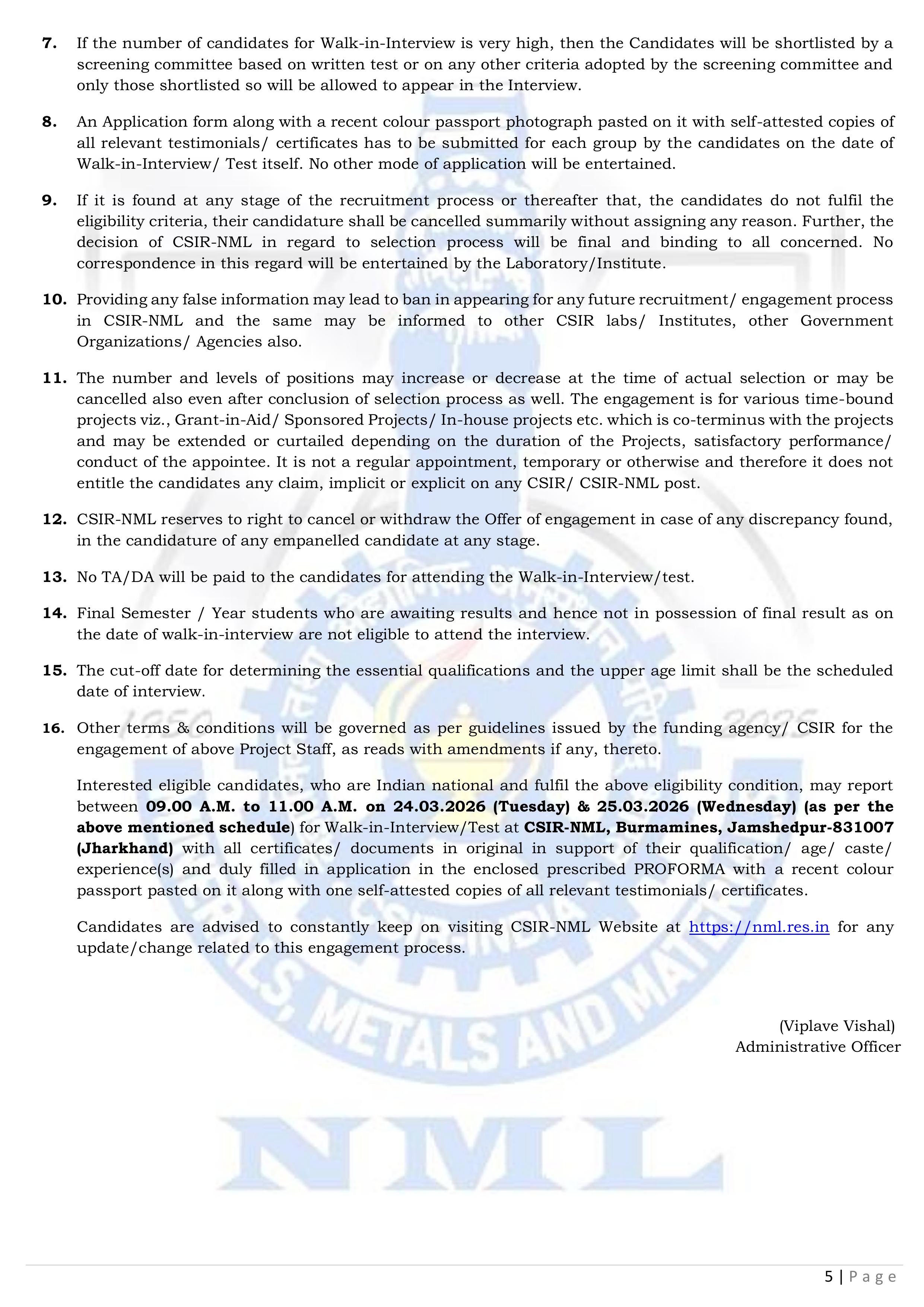 CSIR-NML Madras Centre Recruitment 2026 - Walk-in Interview for 34 Project Staff, Salary up to Rs. 42,000/- - Page 5
