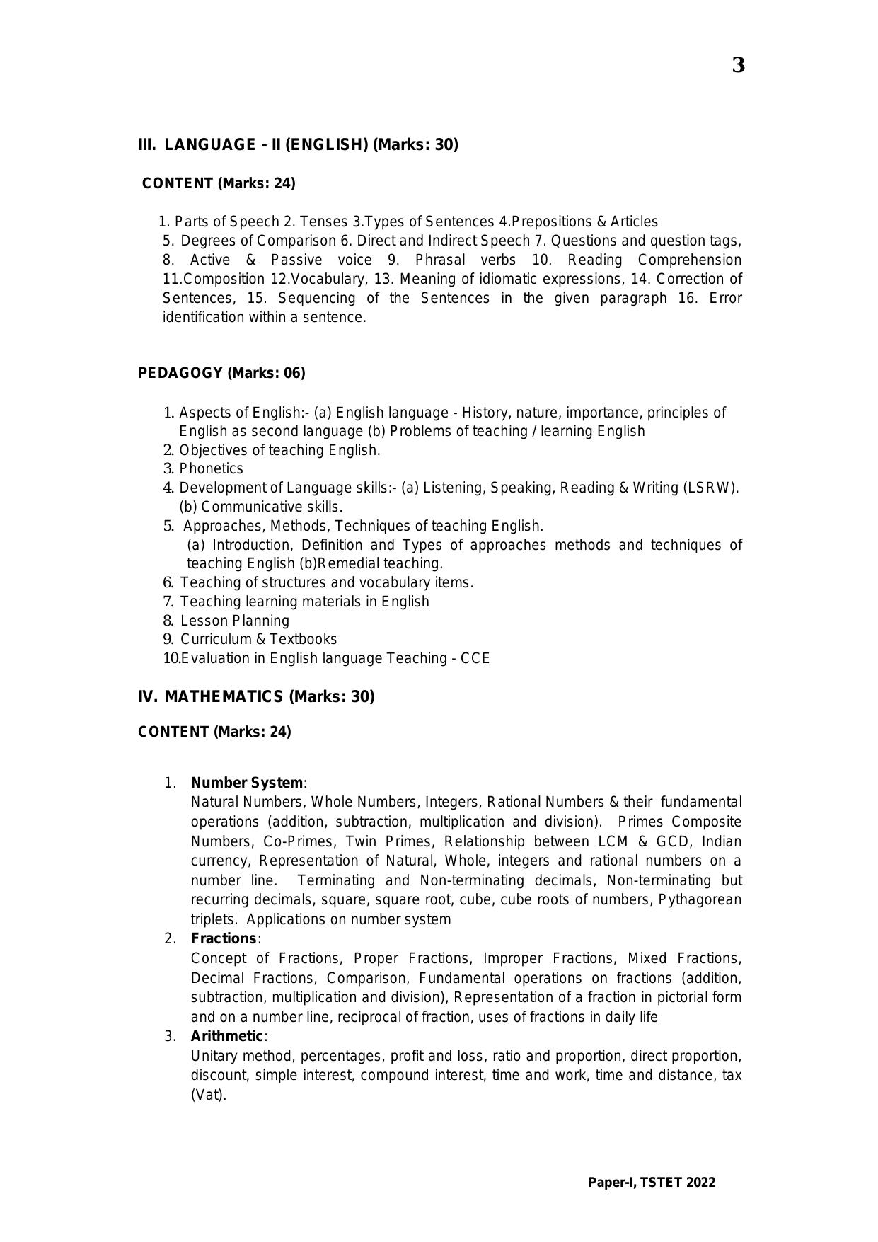 TS TET Syllabus for Paper 1 (Kannada) - Page 3