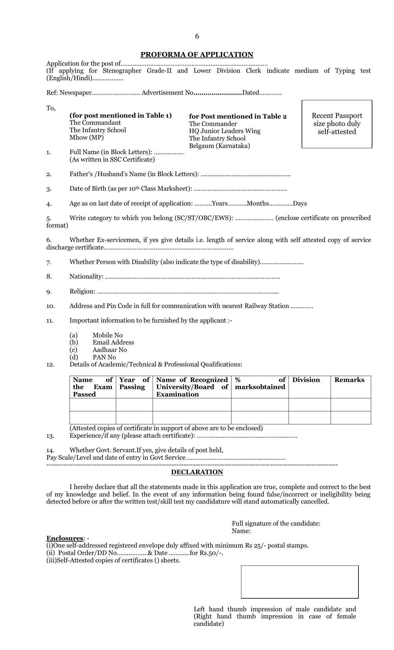 HQ Infantry School MHOW Invites Application for 101 Lower Division Clerk, Stenographer and Various POsts - Page 9