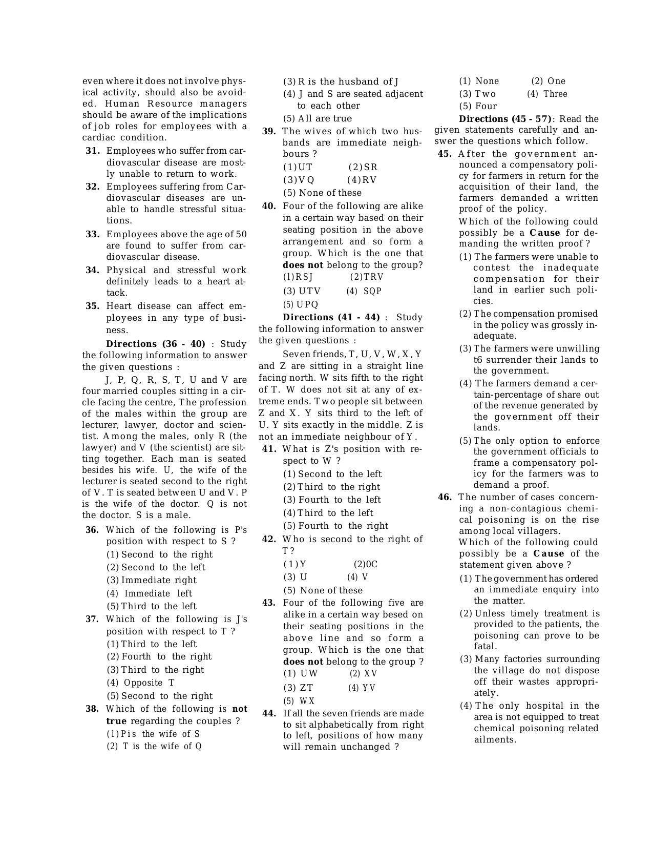 IBPS SO Reasoning And Quantitative Aptitude Question Paper - Page 4