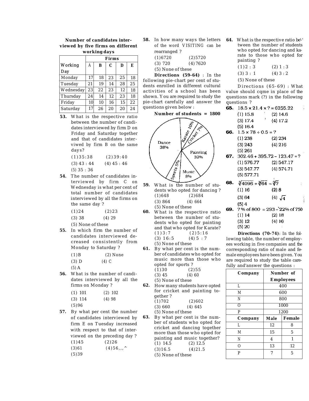 IBPS SO Reasoning And Quantitative Aptitude Question Paper - Page 6