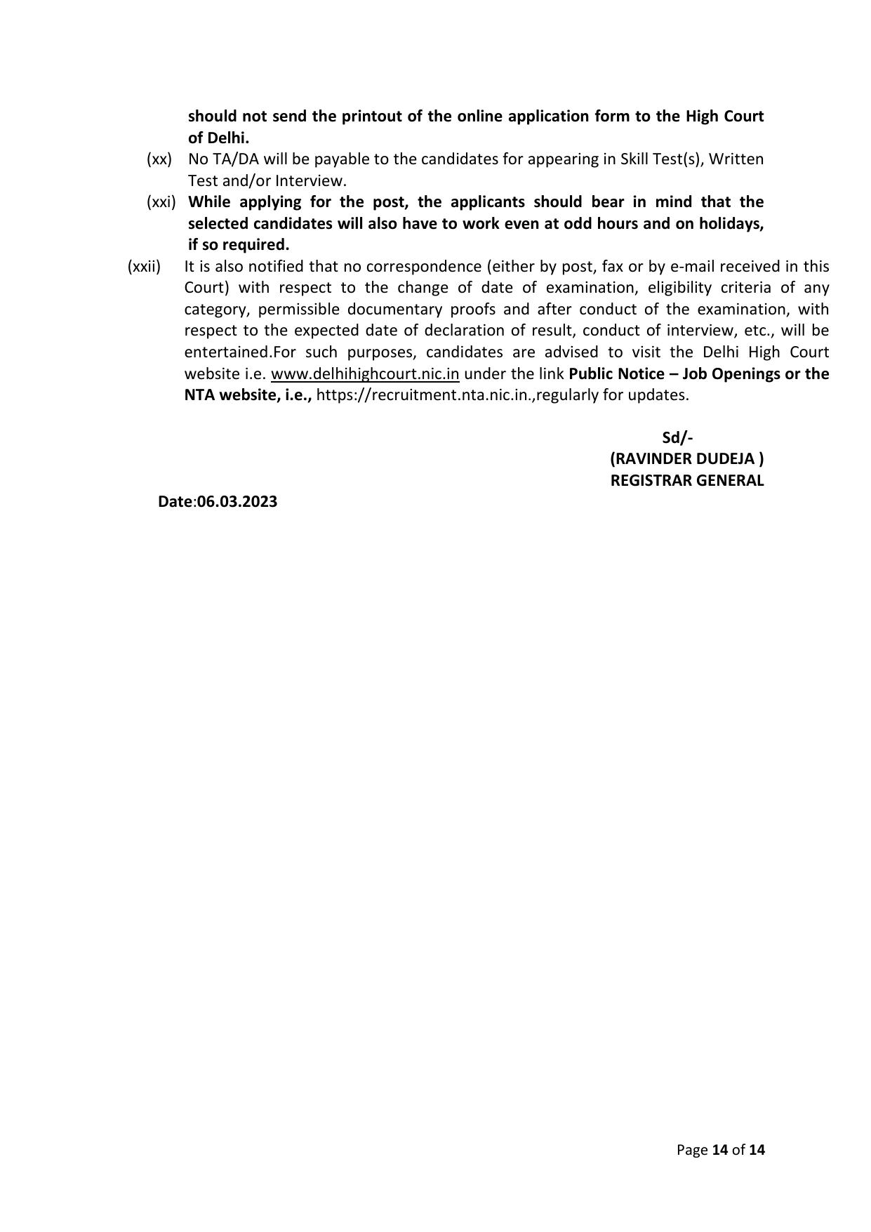 Delhi High Court Junior Personal Assistant, Personal Assistant Recruitment 2023 - Page 11