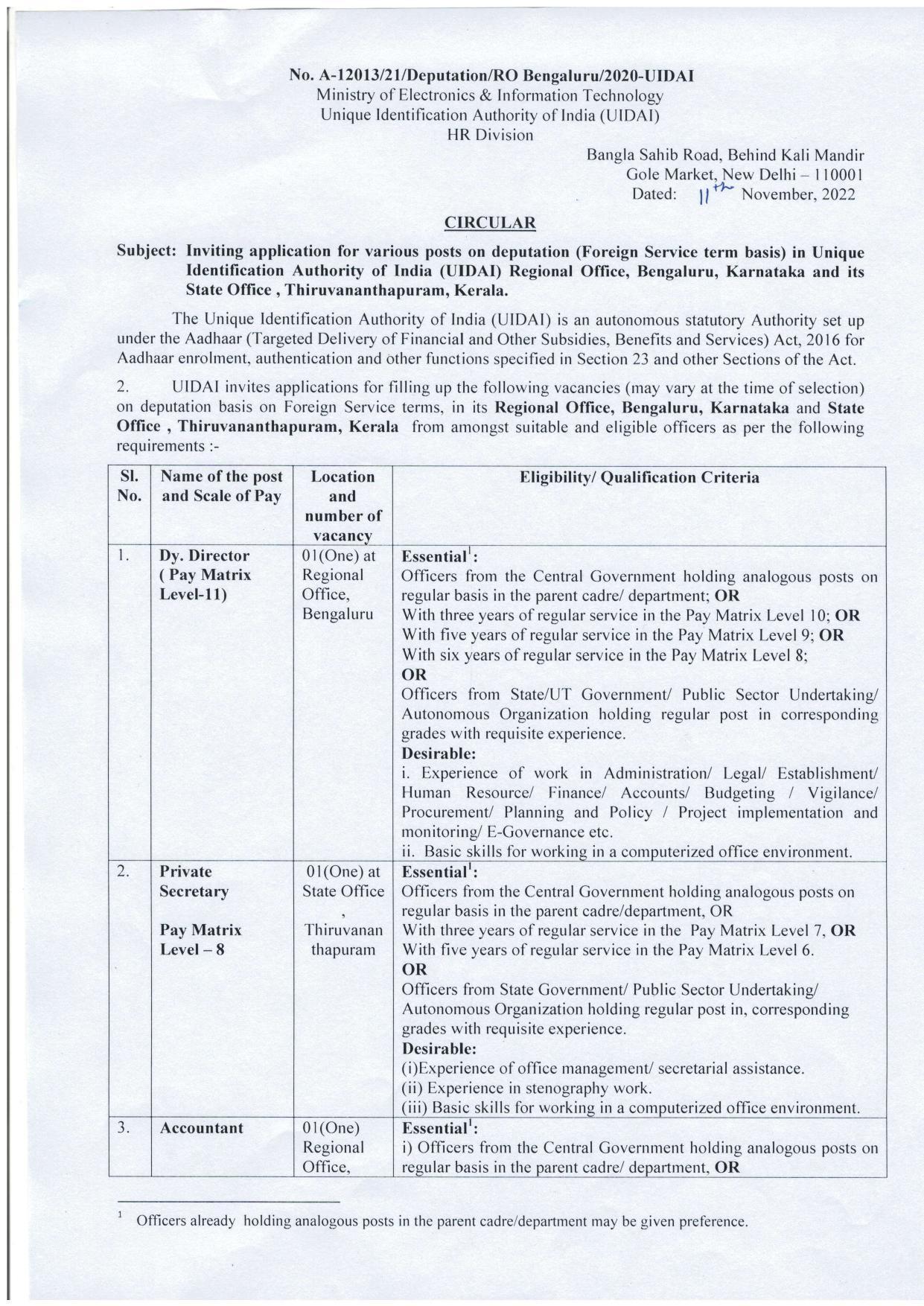 UIDAI Invites Application for Deputy Director, Private Secretary, More Vacancies Recruitment 2022 - Page 4
