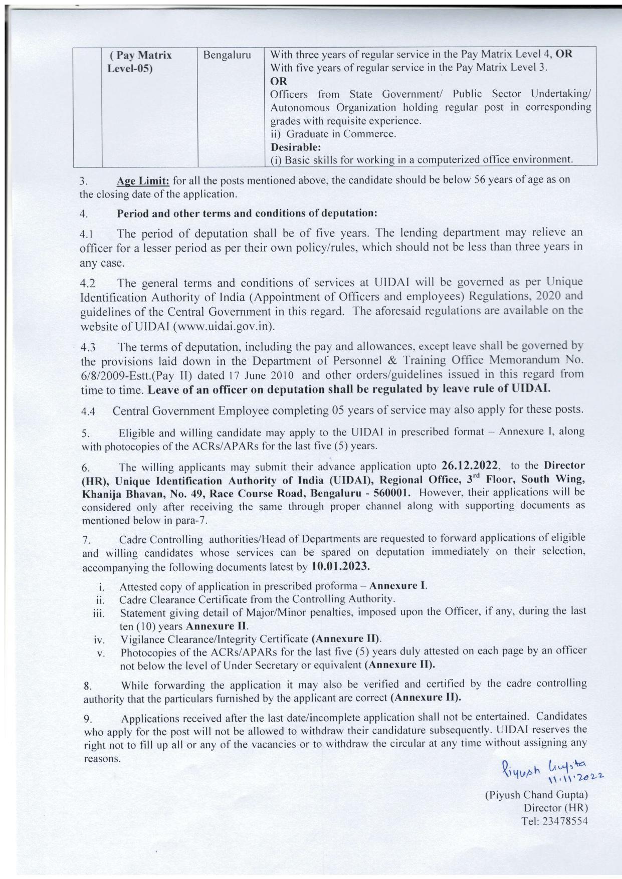 UIDAI Invites Application for Deputy Director, Private Secretary, More Vacancies Recruitment 2022 - Page 2