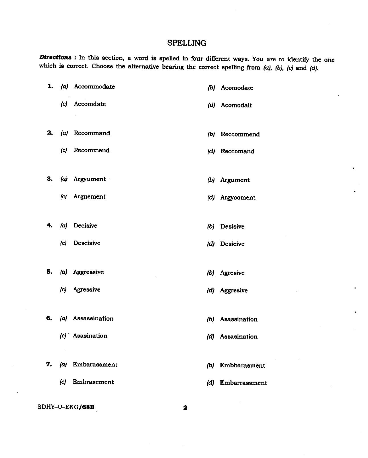 BSMFC Recovery Agent Previous Papers PDF for General English - Page 2