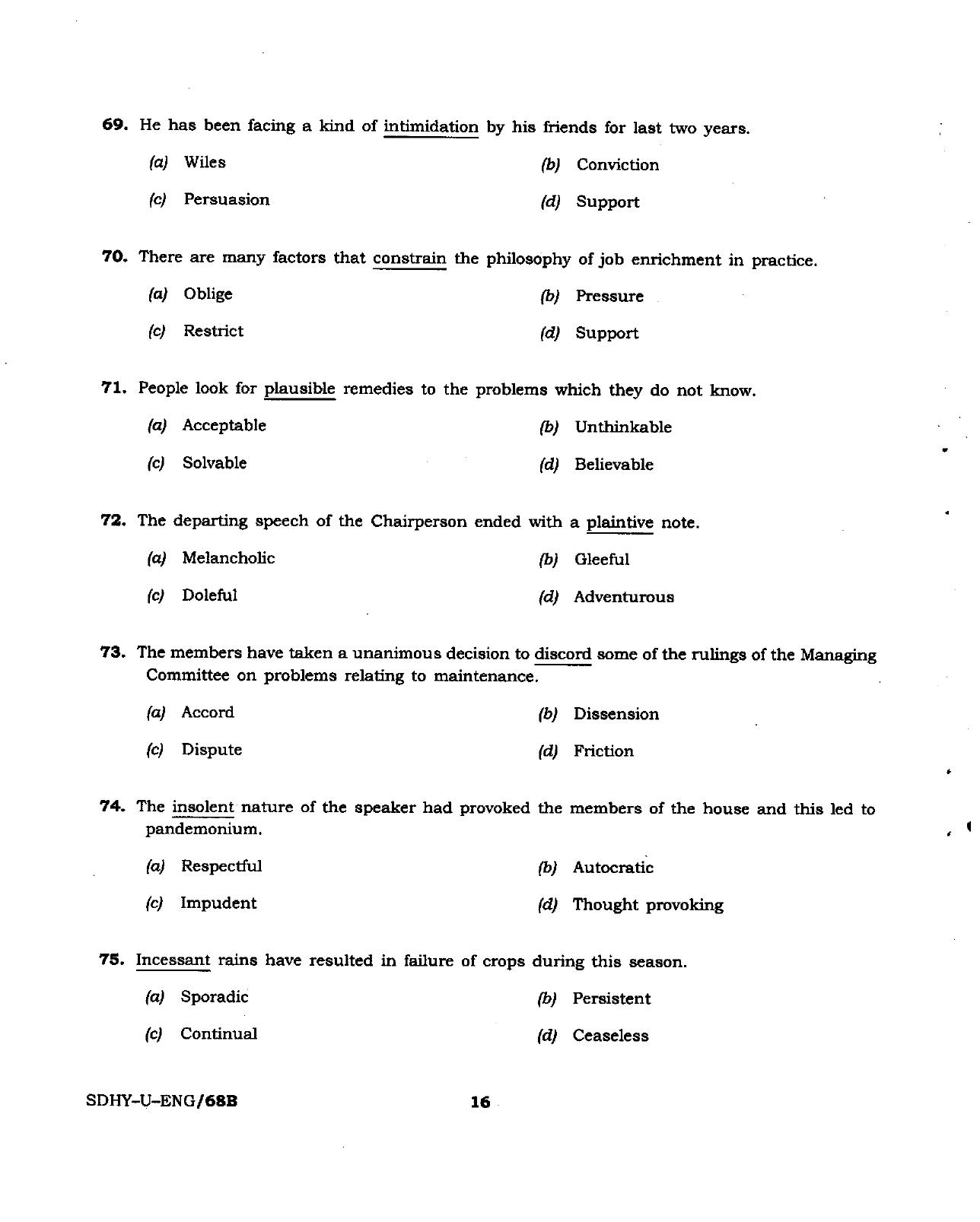 BSMFC Recovery Agent Previous Papers PDF for General English - Page 16