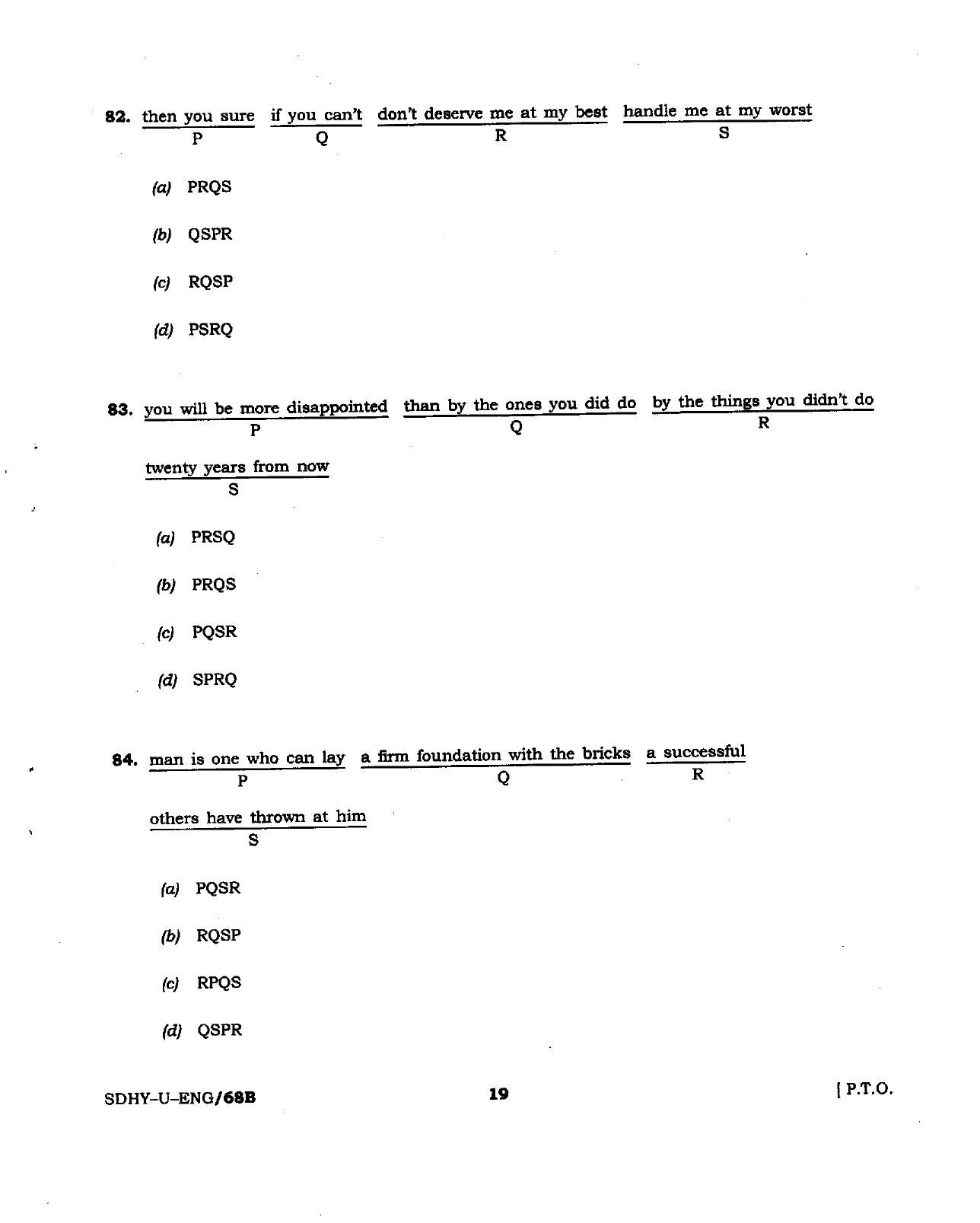 BSMFC Recovery Agent Previous Papers PDF for General English - Page 19