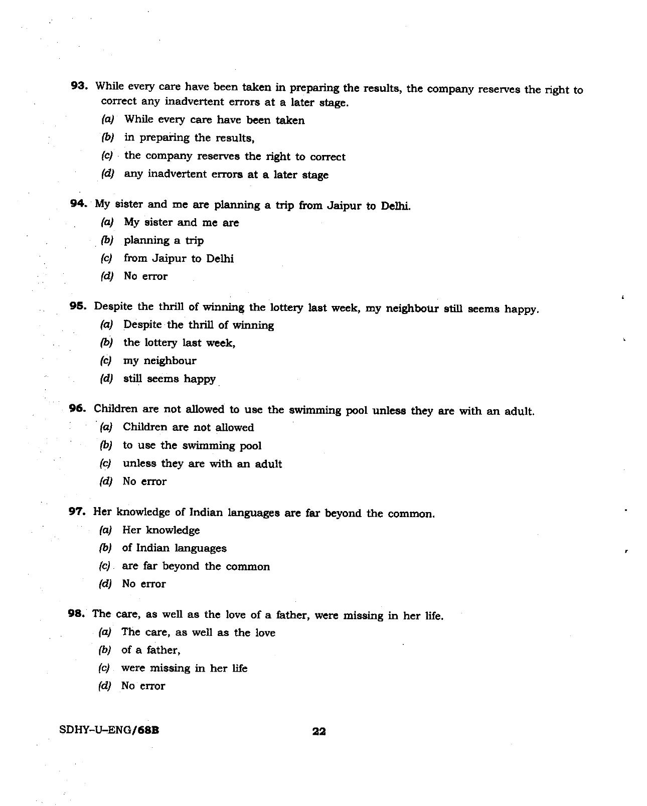 BSMFC Recovery Agent Previous Papers PDF for General English - Page 22