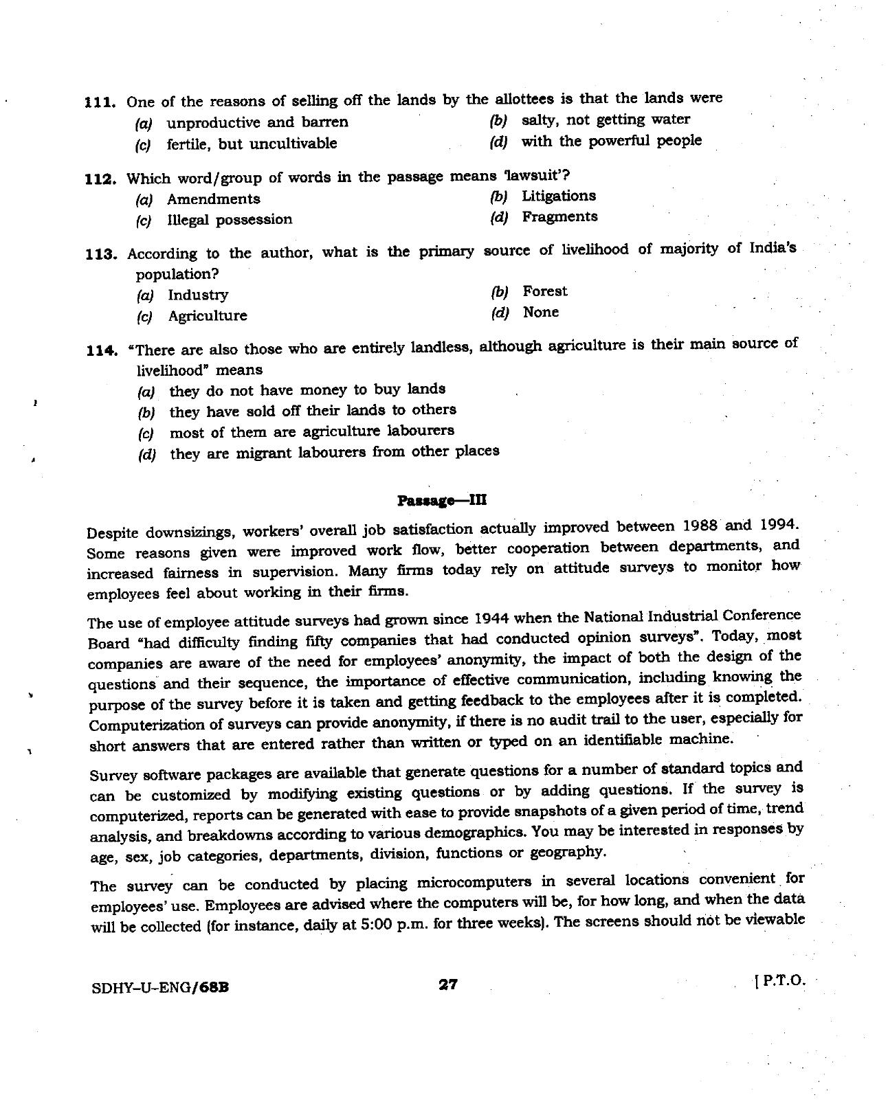 BSMFC Recovery Agent Previous Papers PDF for General English - Page 27